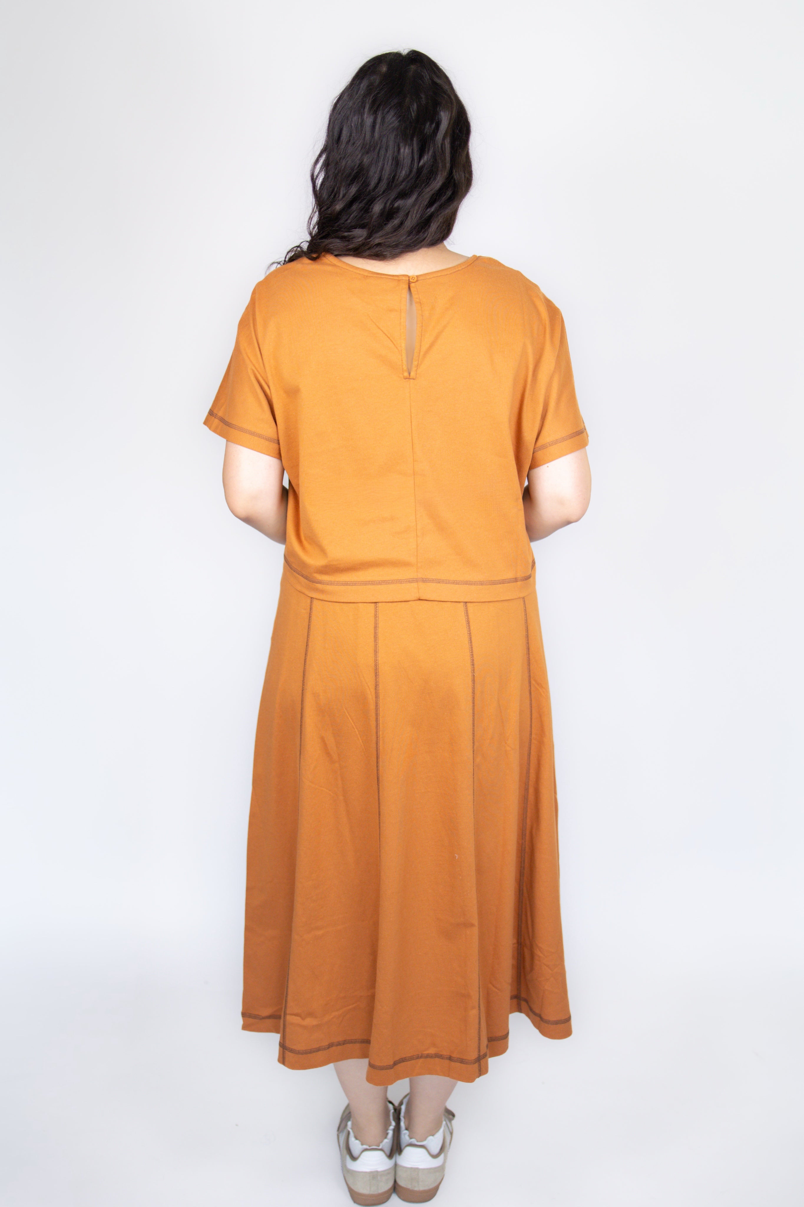 Mallie Casual Top & Skirt Set in Rust