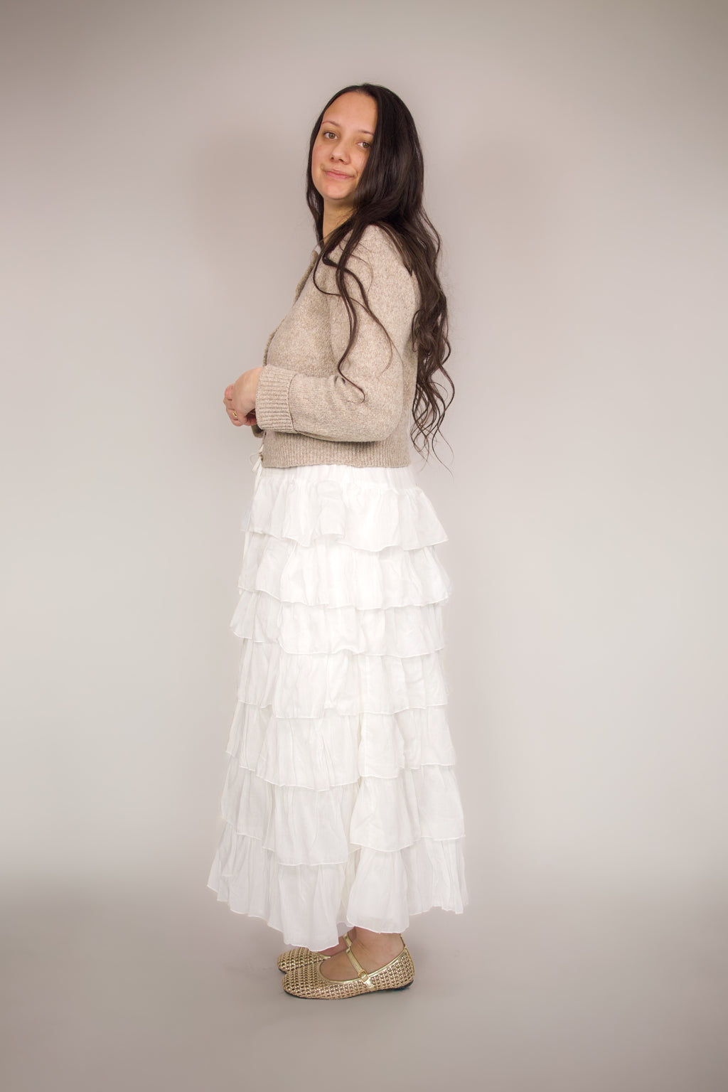 Falda midi Lennie con volantes escalonados