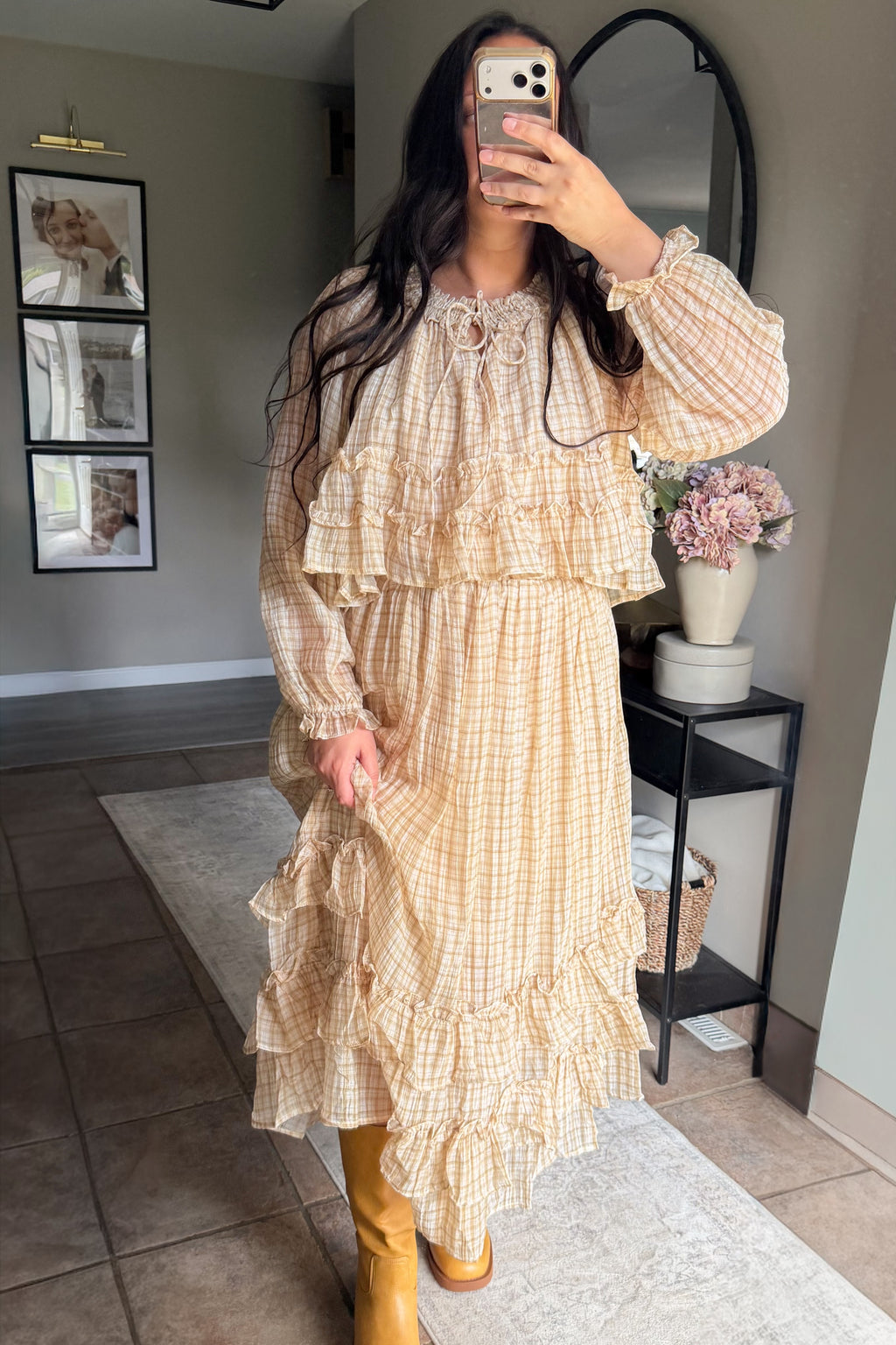 Rory Plaid Skirt Set in Khaki