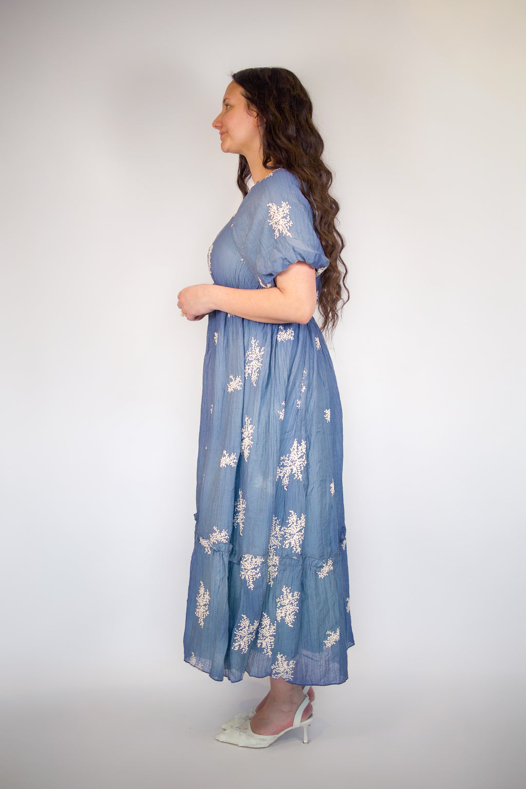 Aria Floral Embroidered Midi Dress