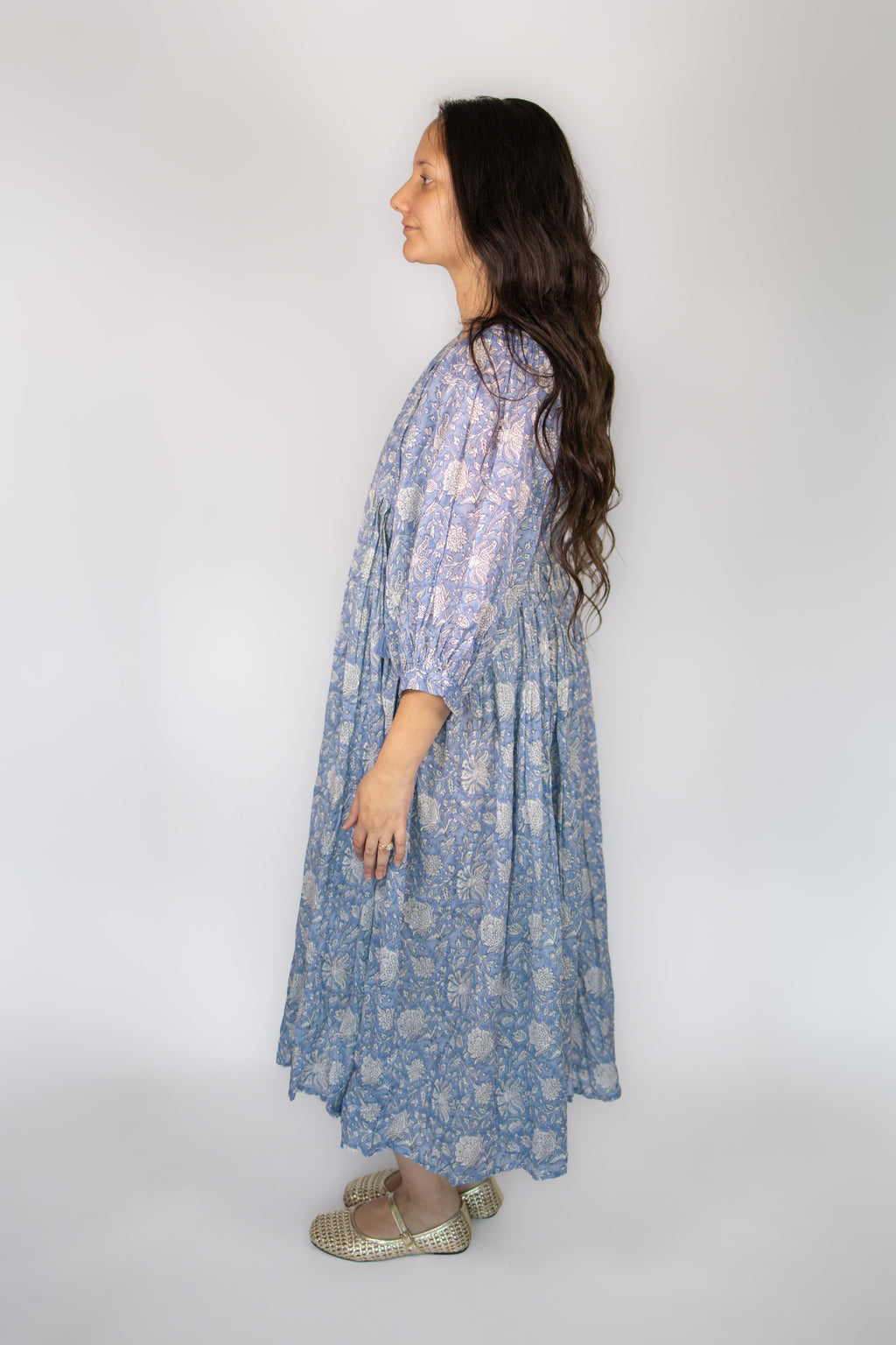 Delilah Flowy Dress in Dusty Blue