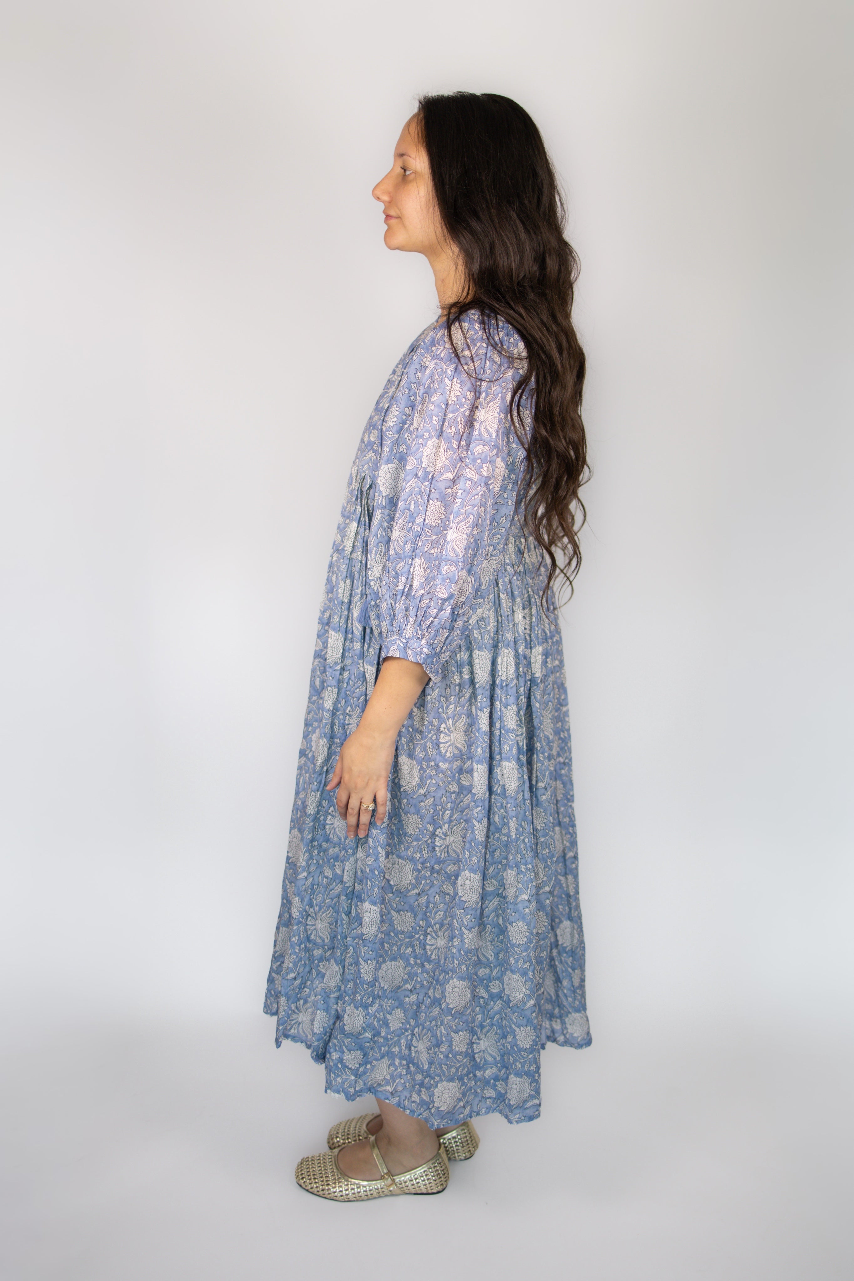 Delilah Flowy Dress in Dusty Blue
