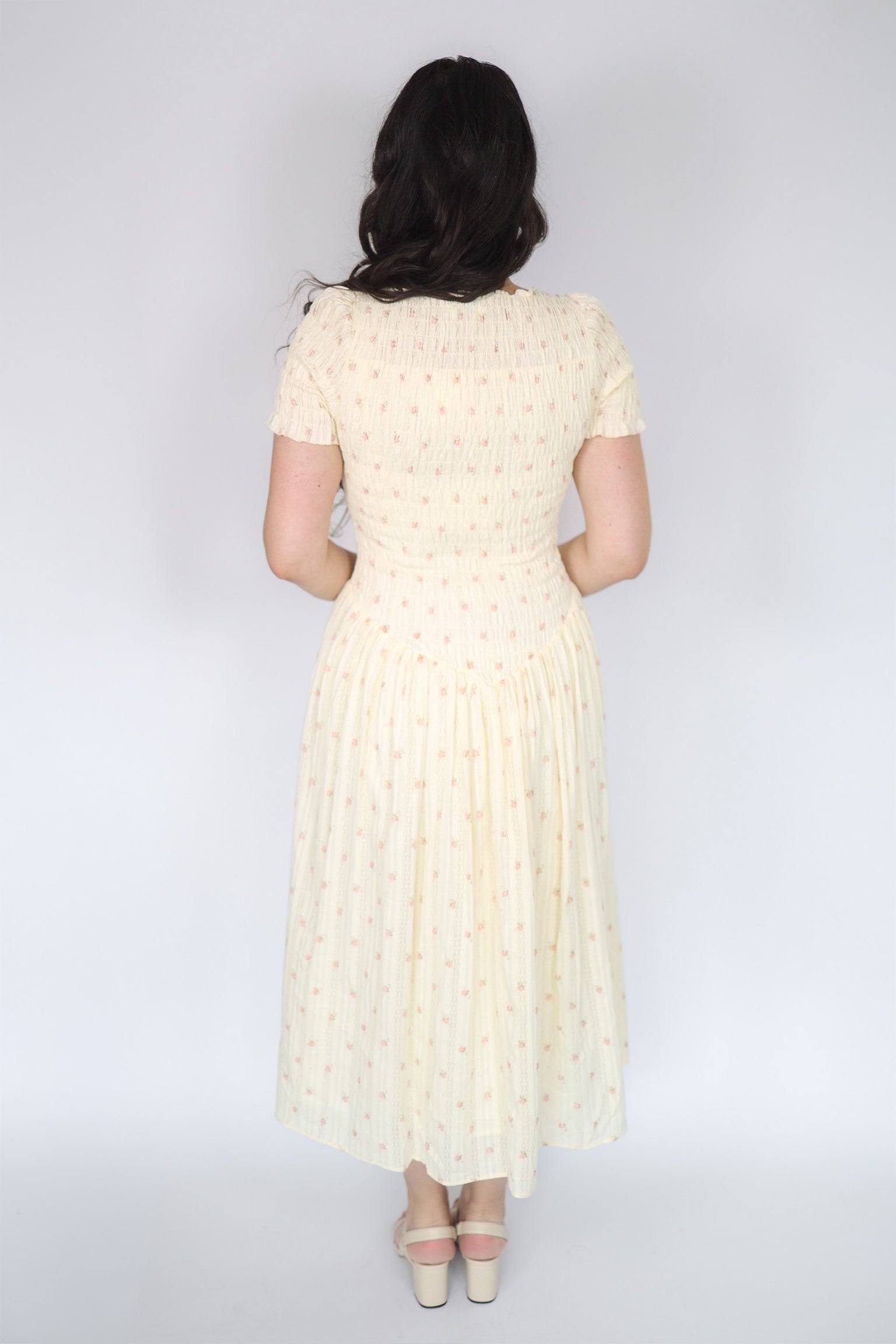 Aurelia Butter Yellow Floral Dress