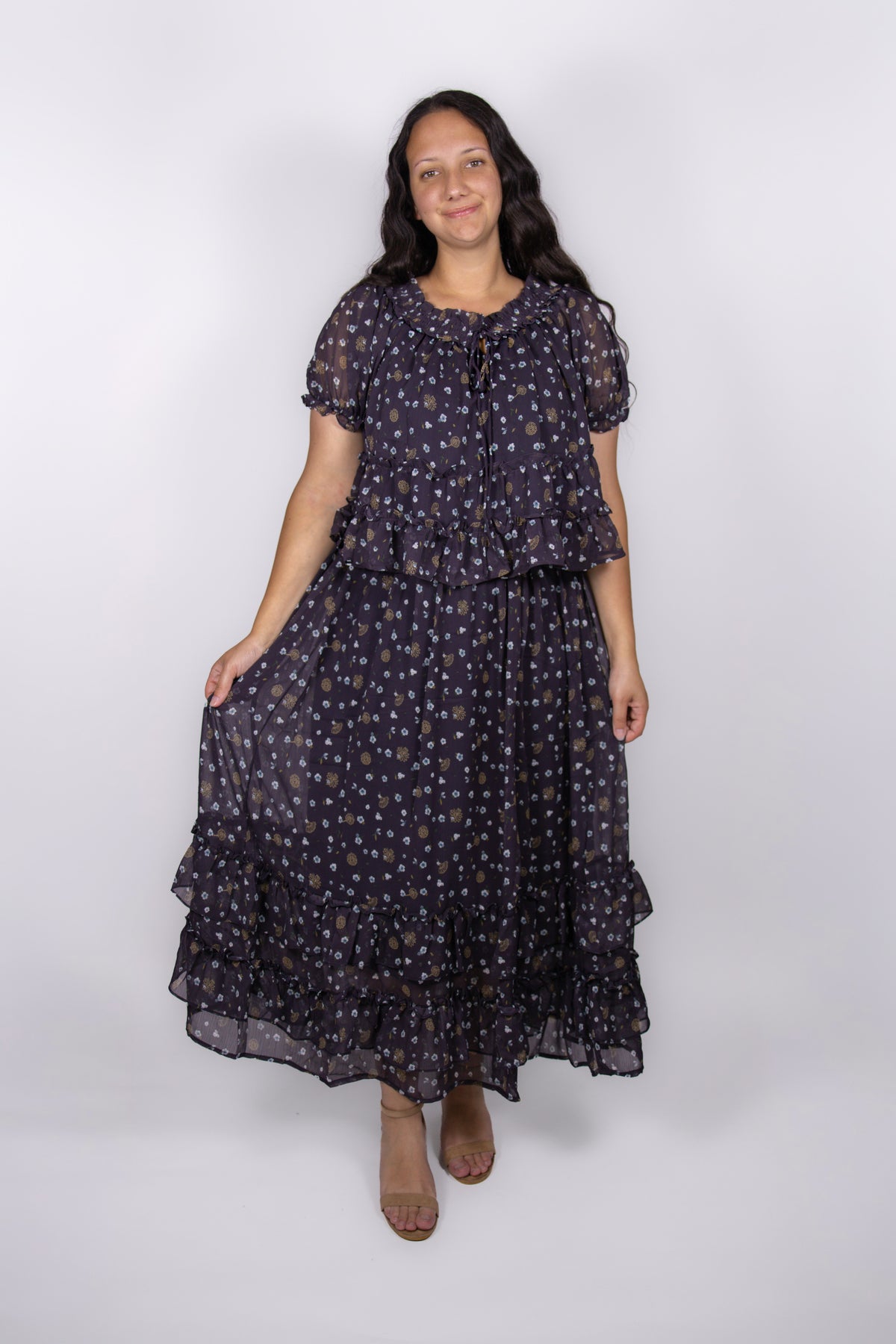 Willow Floral Skirt Set in Navy
