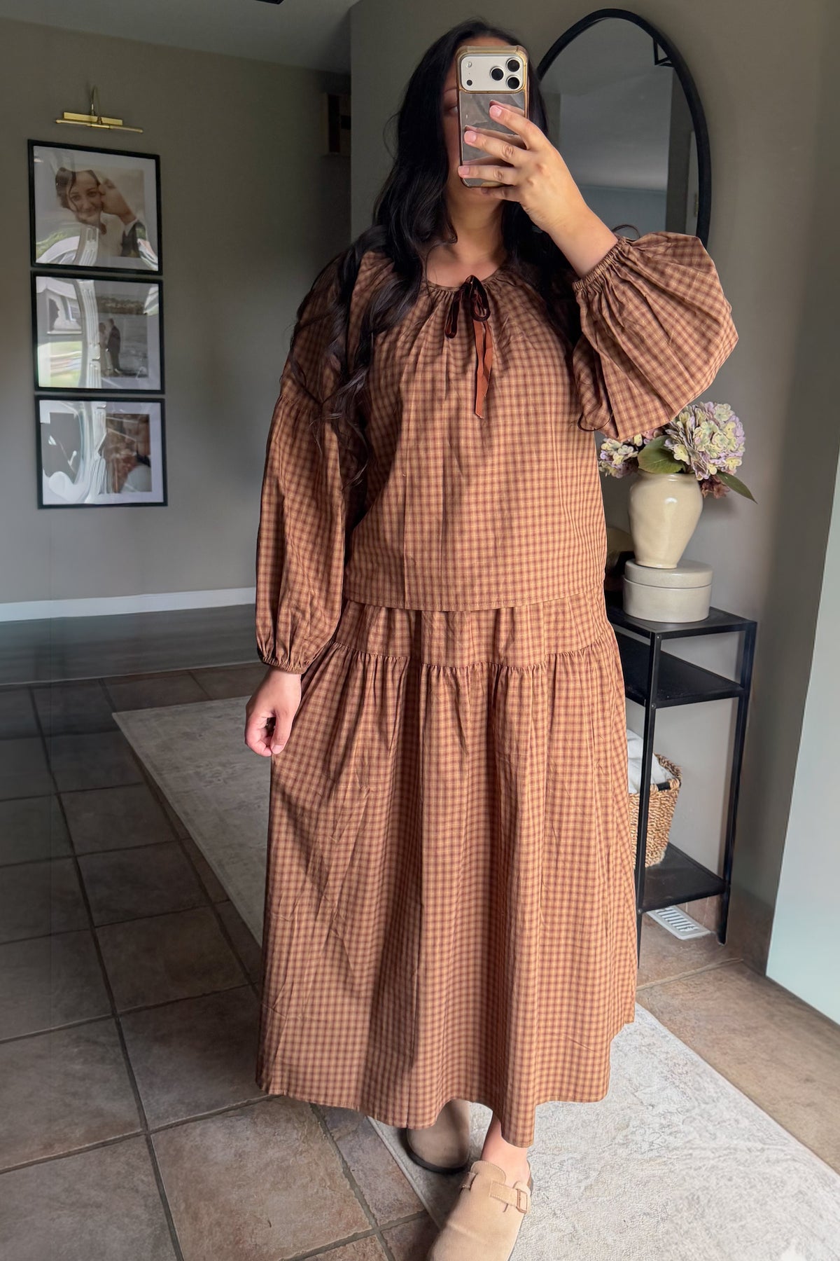 Mollie Gingham Set in Caramel