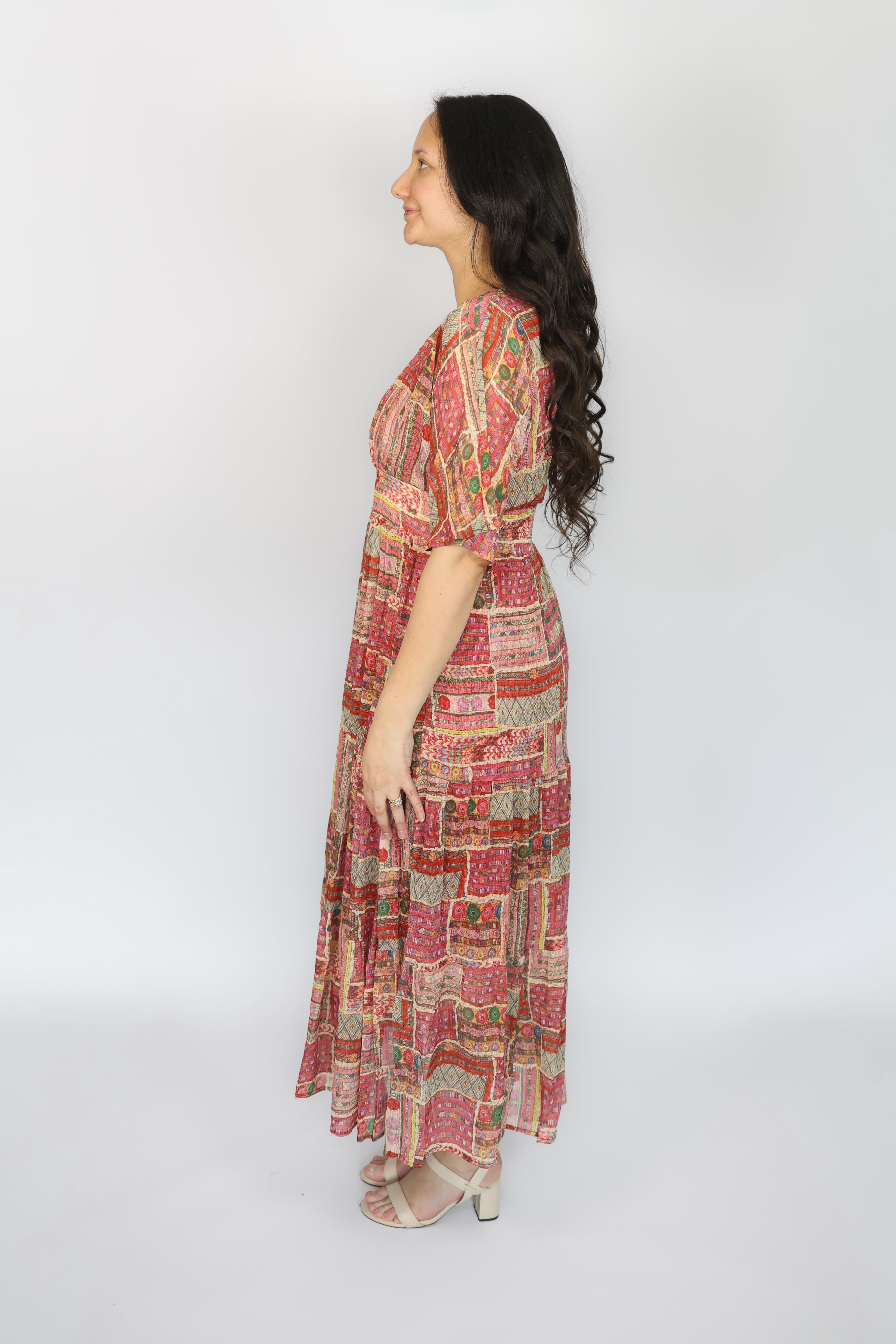 elsie midi dress Elsie Patchwork Midi Dress L