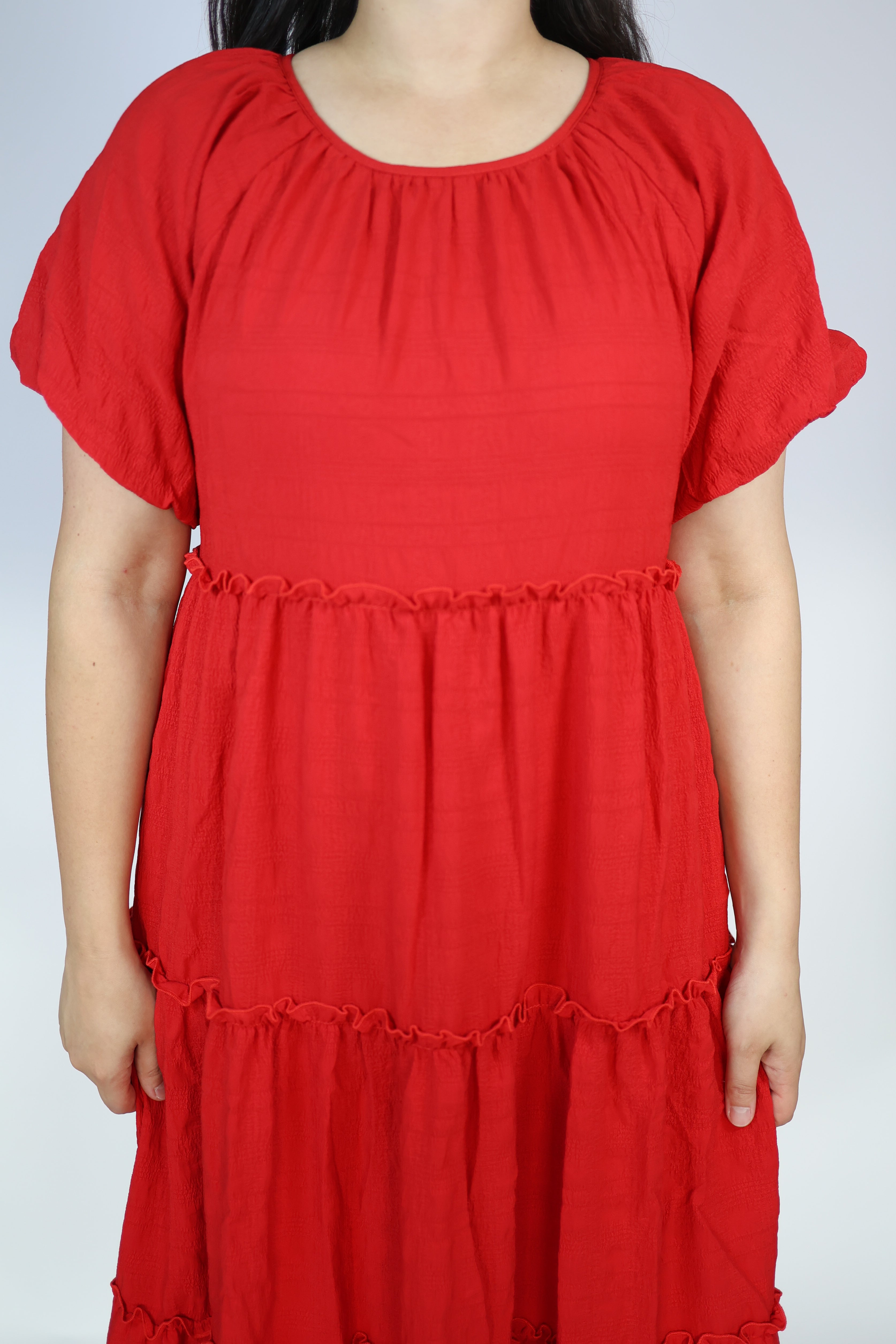 Serena Midi Dress in Cherry Red