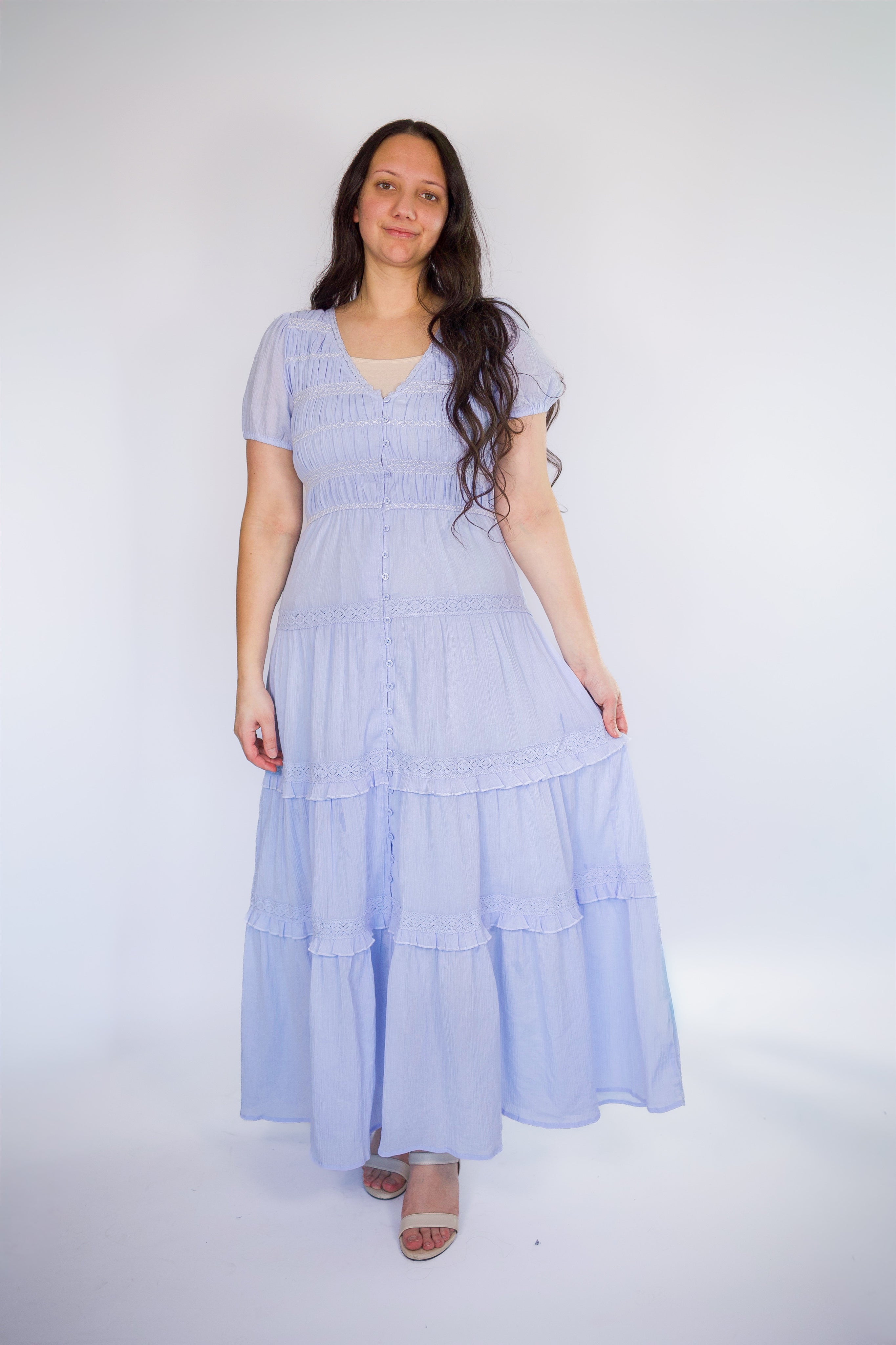 Skye Smocked Button Maxi Dress