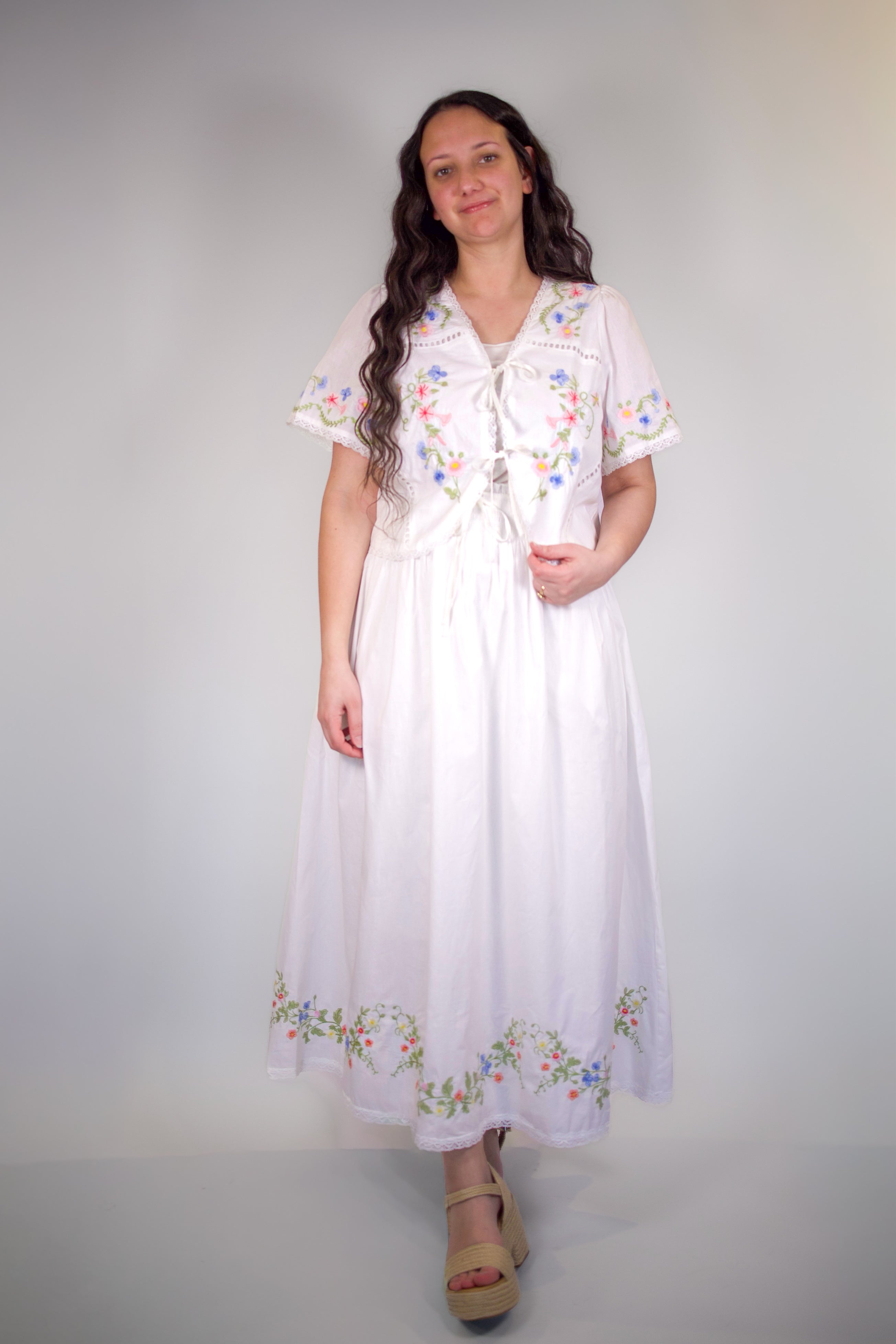 Alice Floral Embroidery Maxi Set
