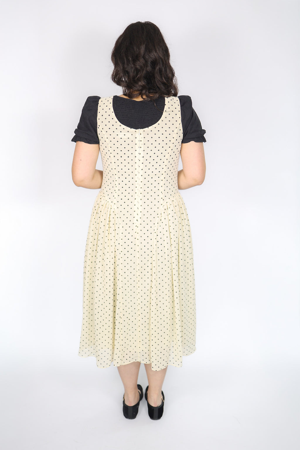 Vestido Camisero Kamrie de Lunares en Crema