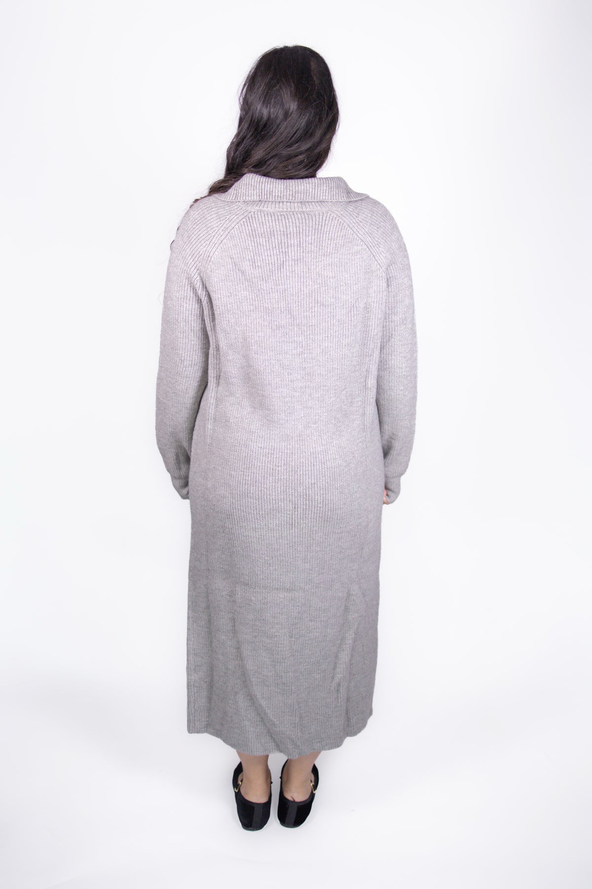 Baylor Half-Zip Sweater Dress in Gray