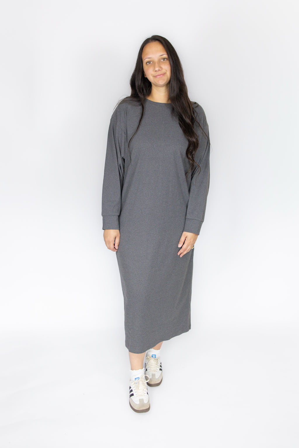Stevie Casual Sweatshirt Dress in Charcoal