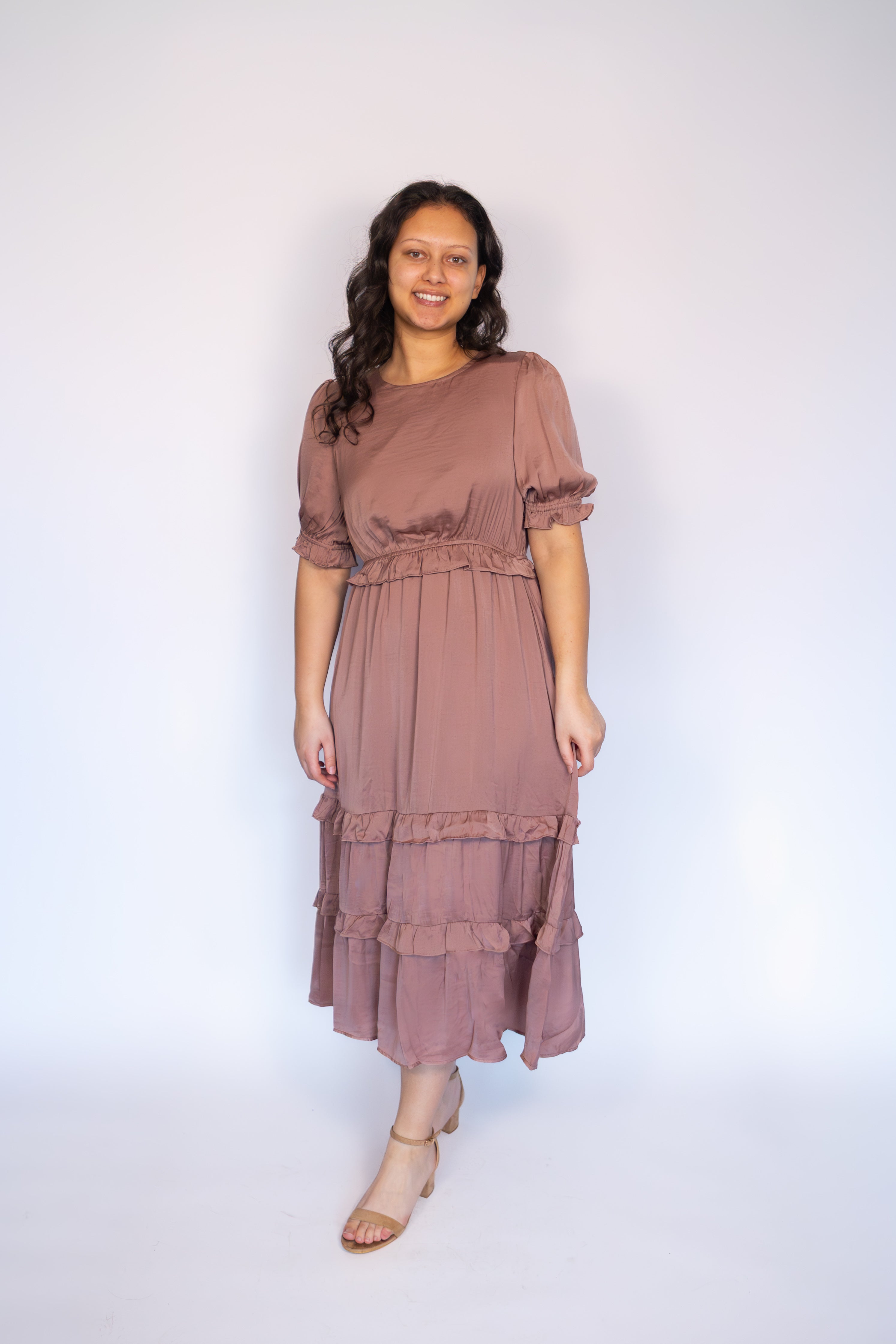 Amelia Satin Tiered Dress