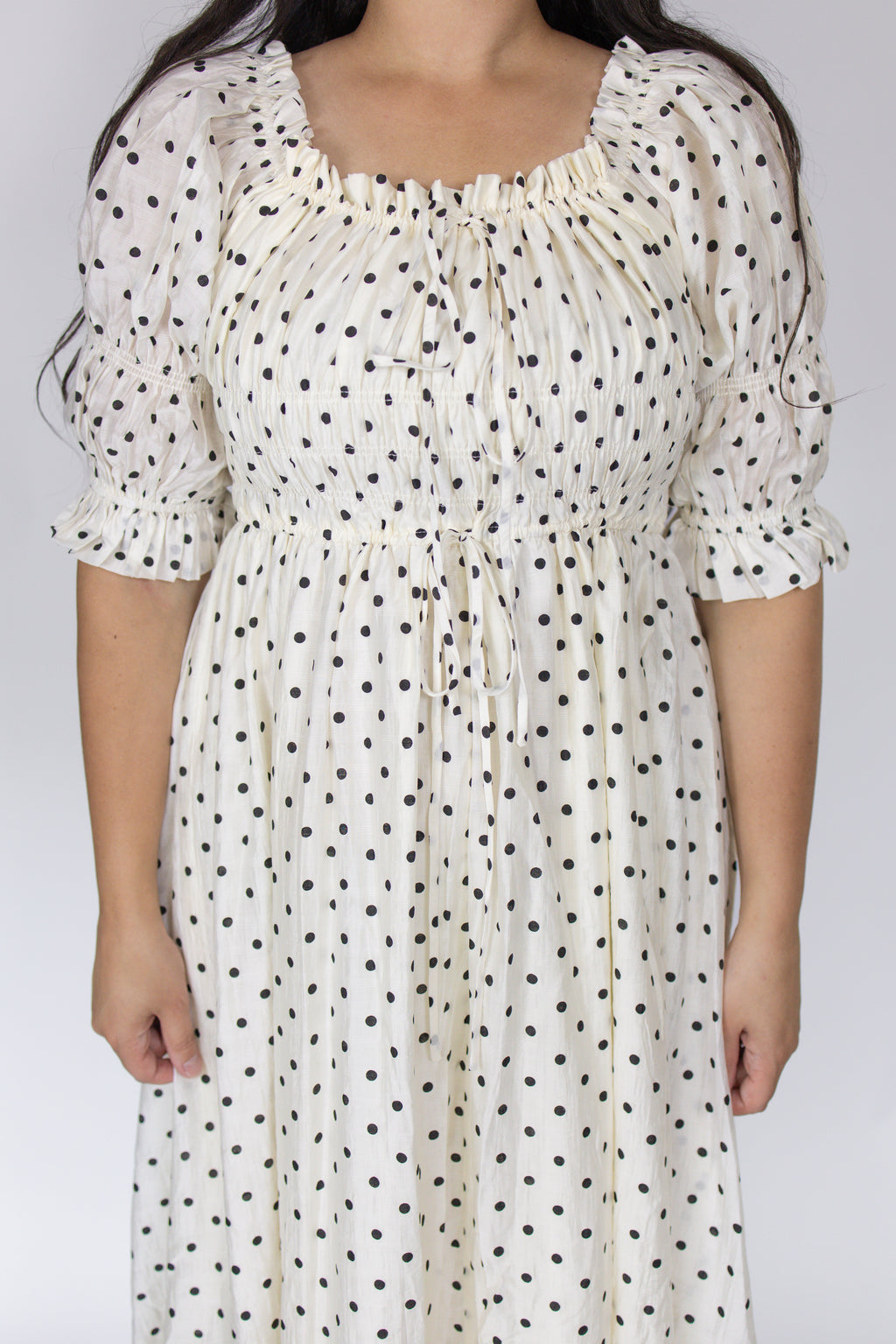 Blakely Smocked Dress in Ivory Dot