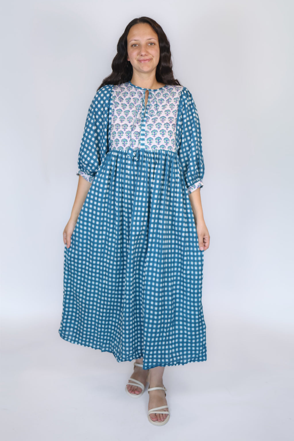 Avani Dress in Blue Gingham