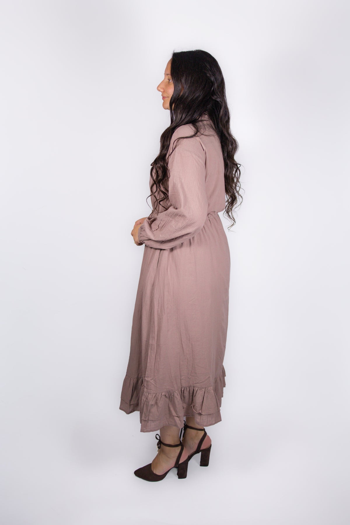 Evie Drawstring Shirt Dress in Mauve