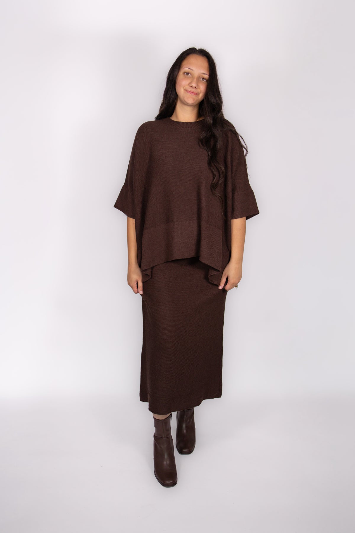 PRE-ORDER (10/30) - Lane Knit Skirt Set in Chocolate