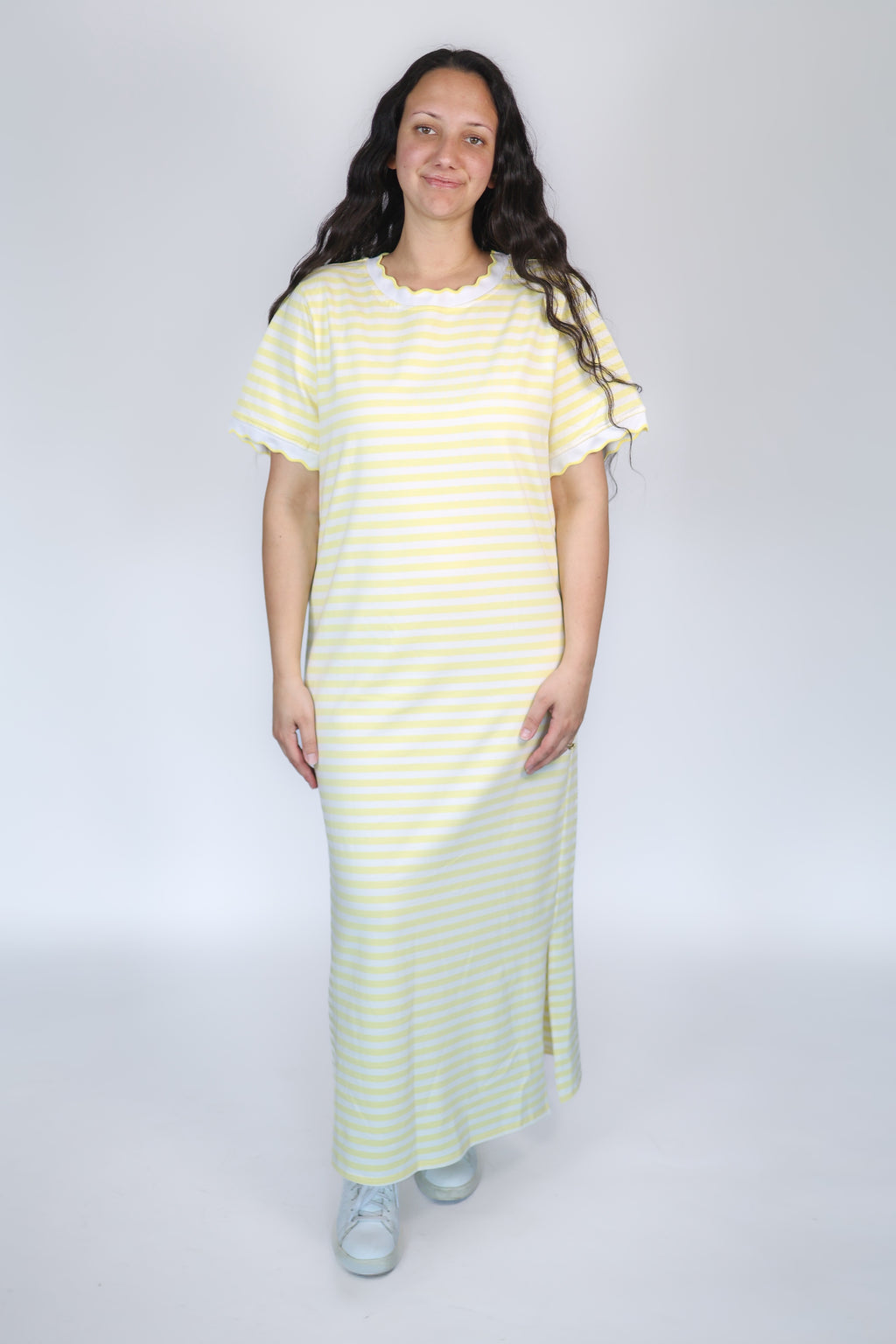Stella Striped Tee Dress in Yellow