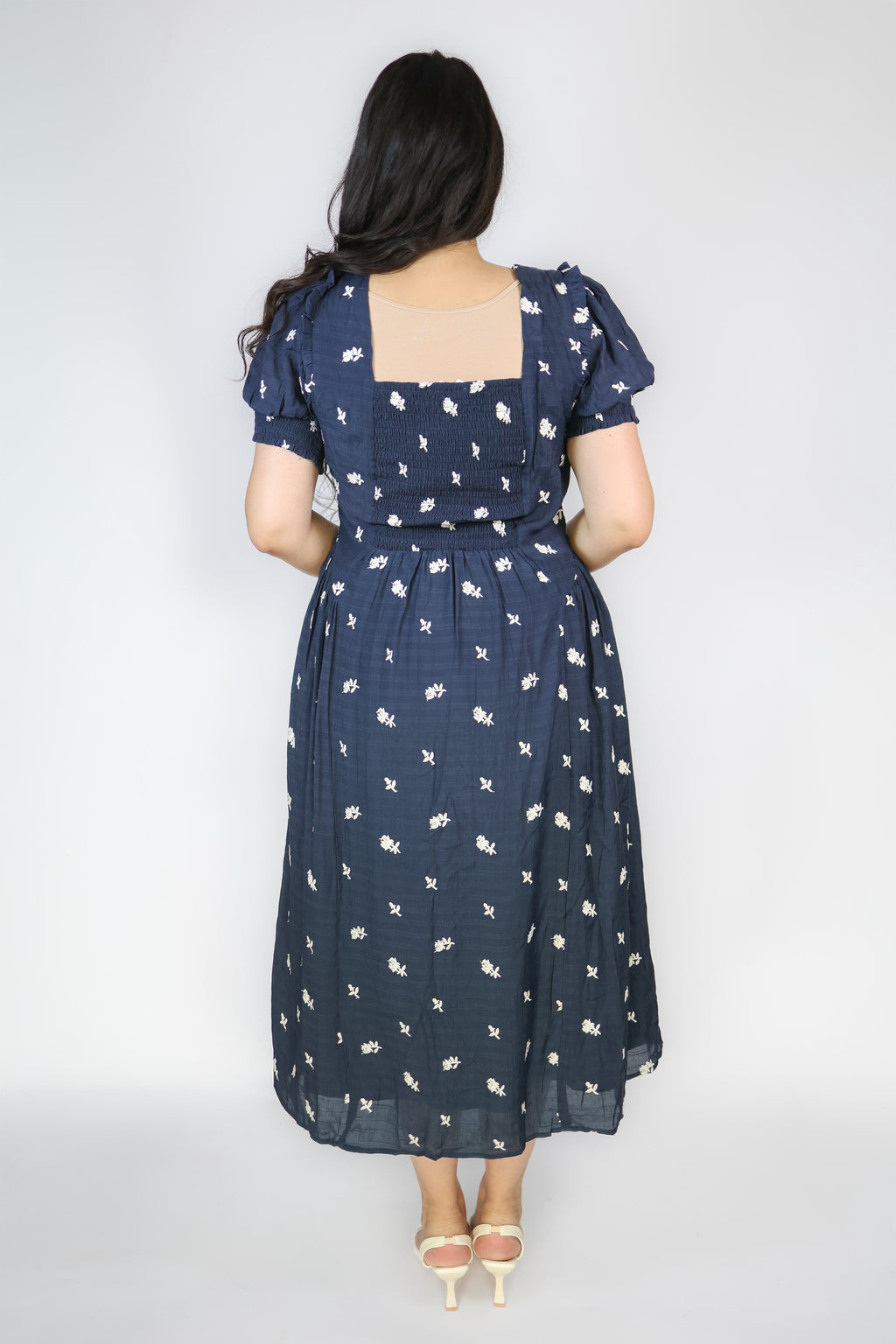 Karlie Embroidered Dropwaist Dress in Navy
