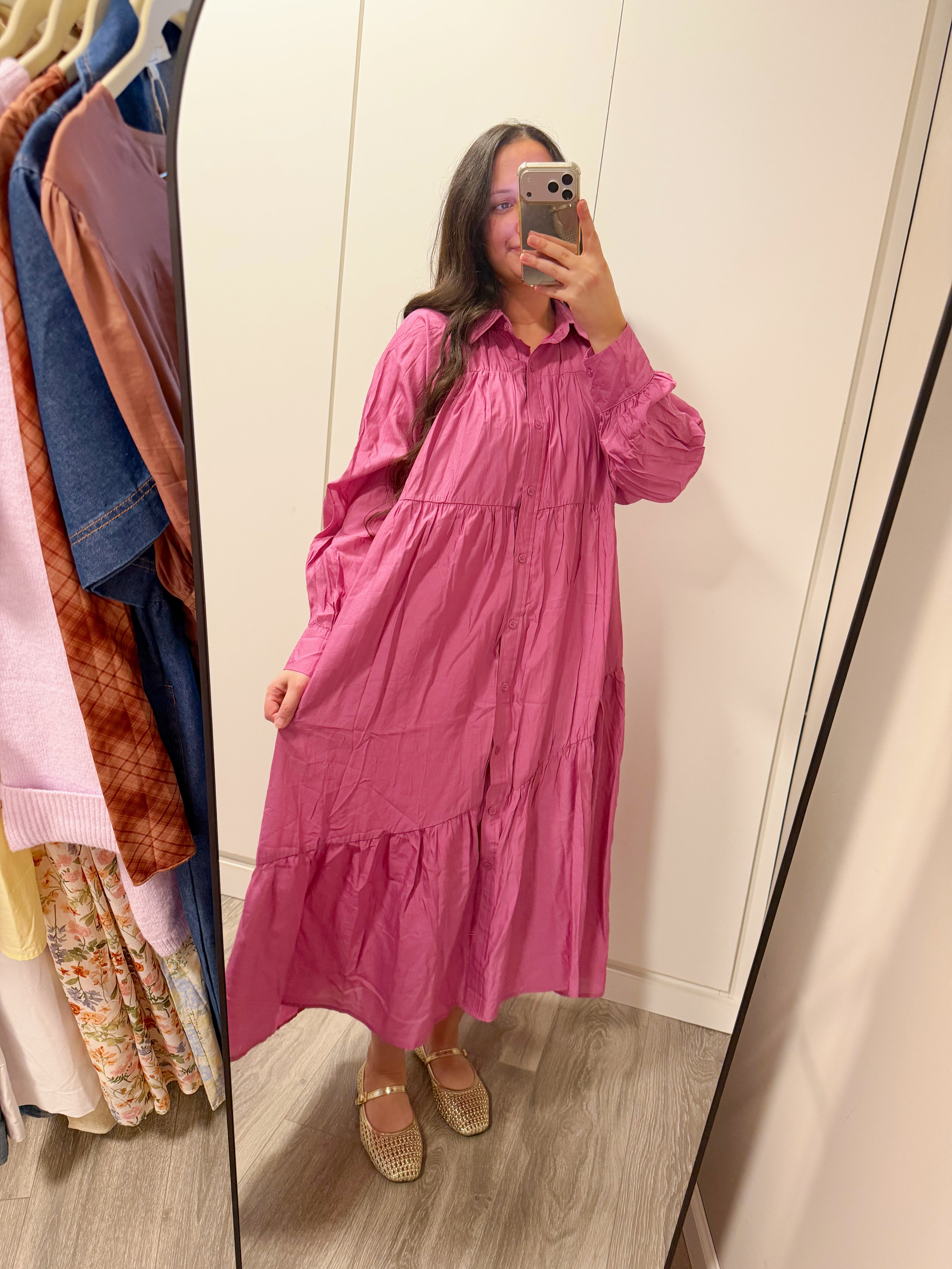 Violet Collared Tiered Maxi Dress - LARGE