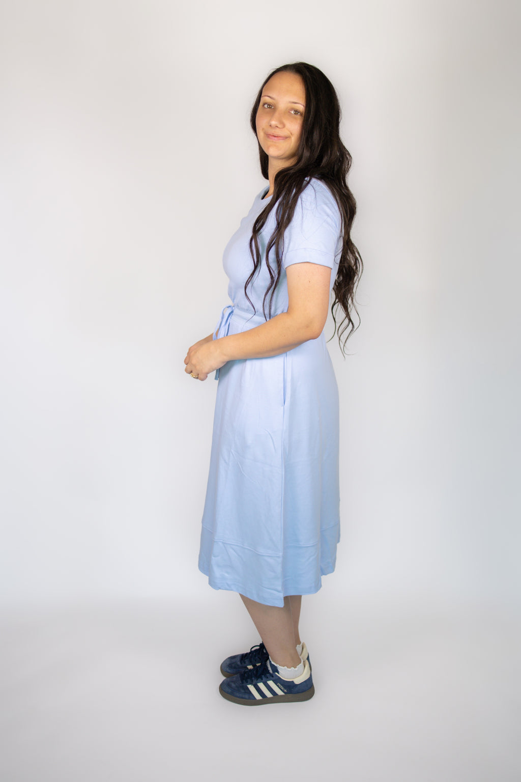 Mia Casual Midi Dress in Baby Blue