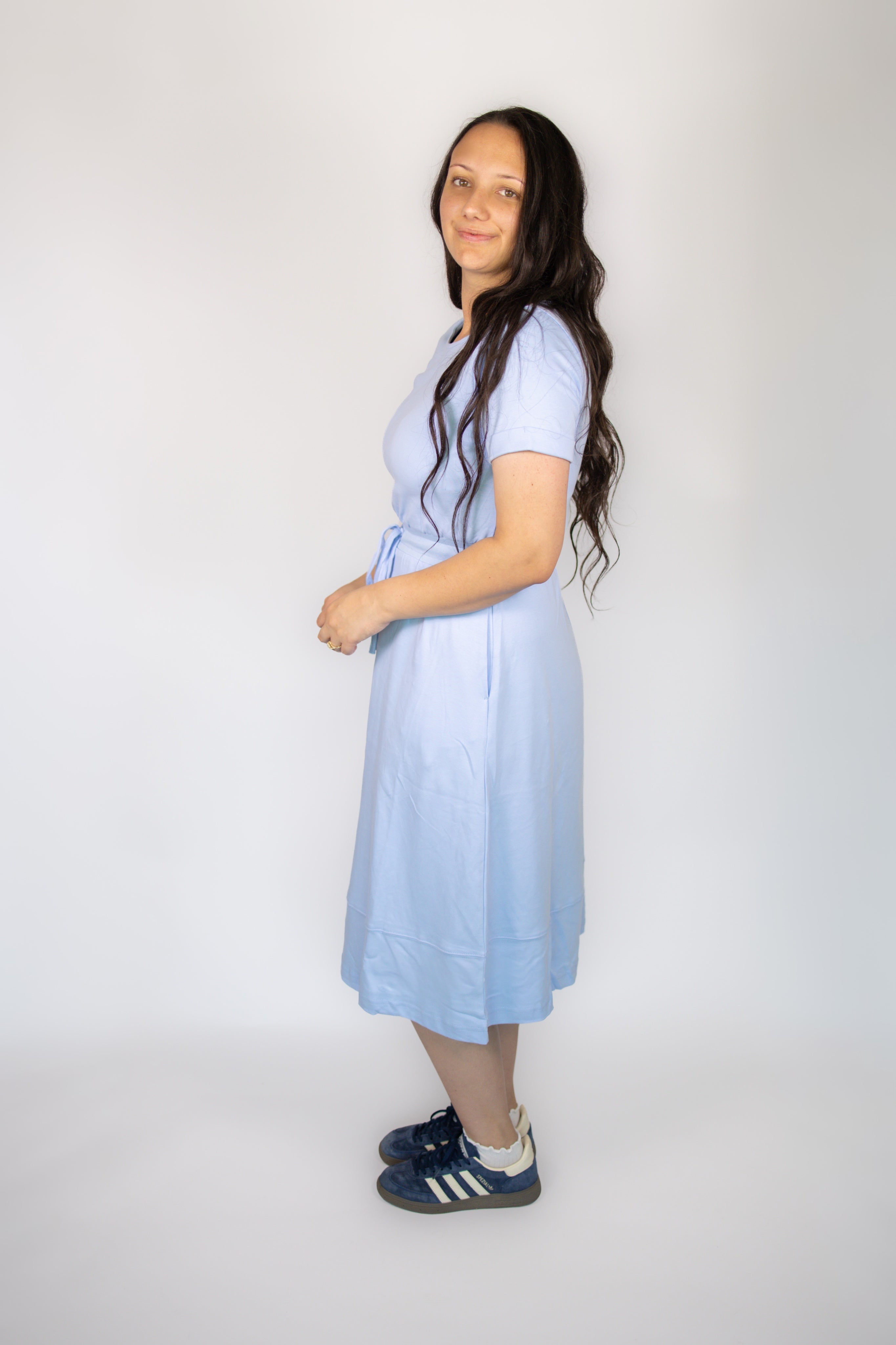Mia Casual Midi Dress in Baby Blue