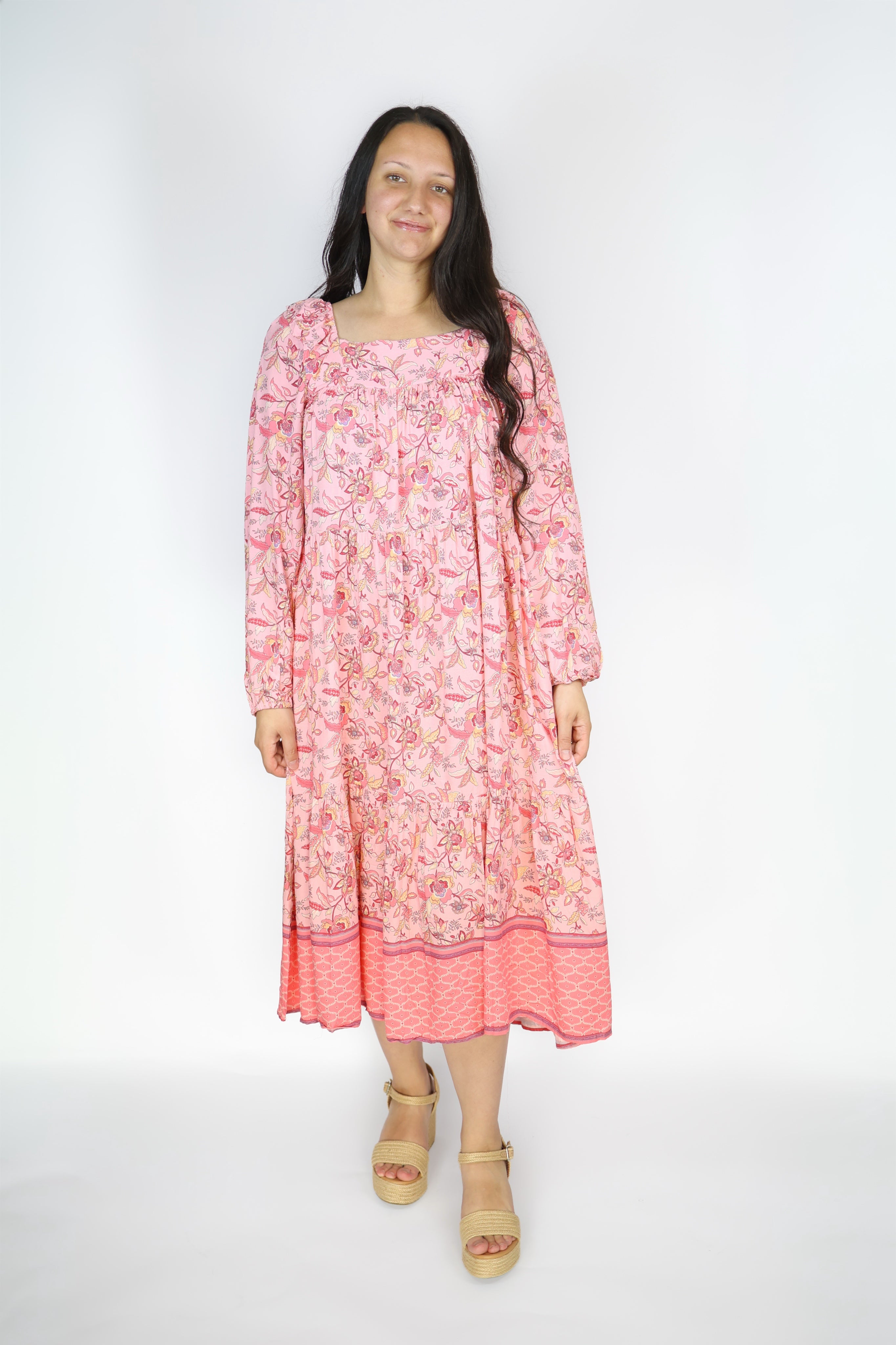 Paisley Pink Midi Dress