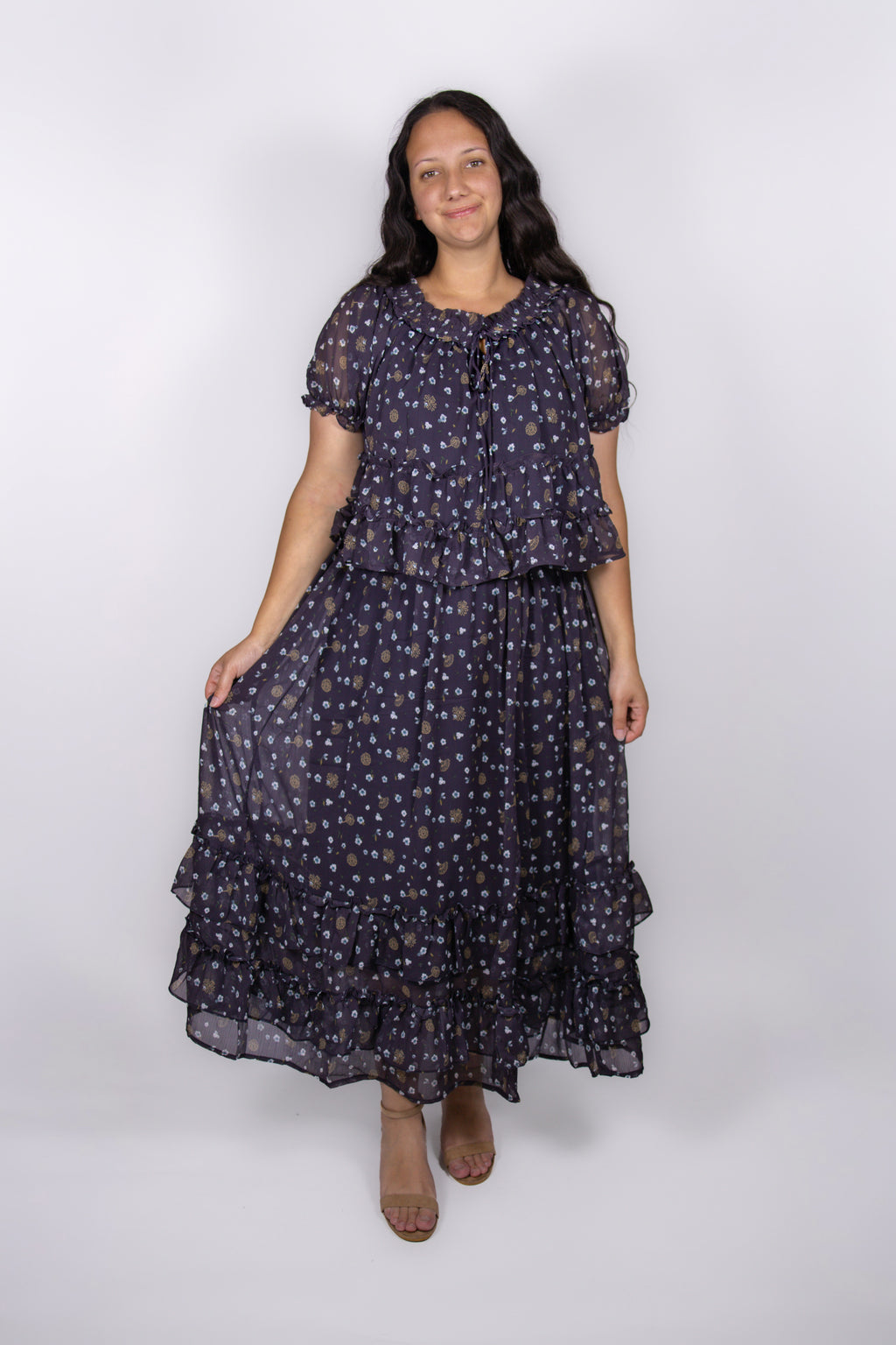 Willow Floral Skirt Set in Navy