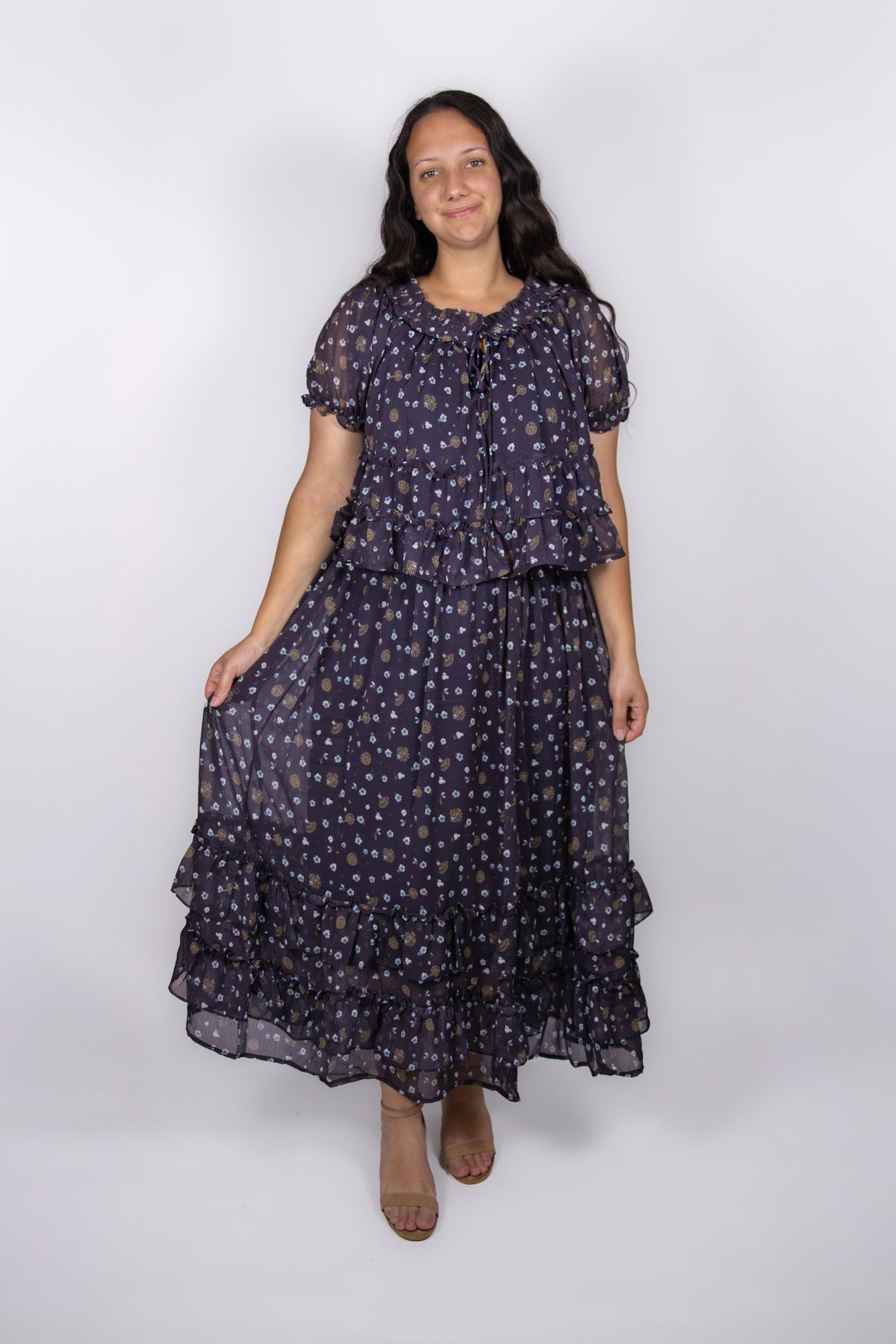 Willow Floral Skirt Set in Navy