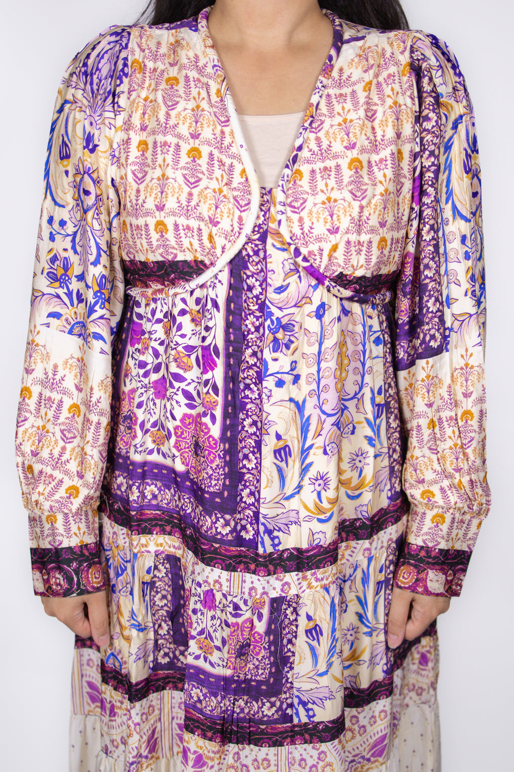 Aspen Patchwork Print Dress in Lilac