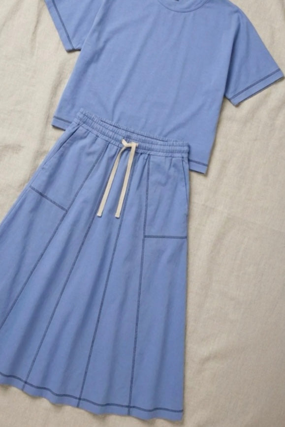 Mallie Casual Top & Skirt Set in Blue