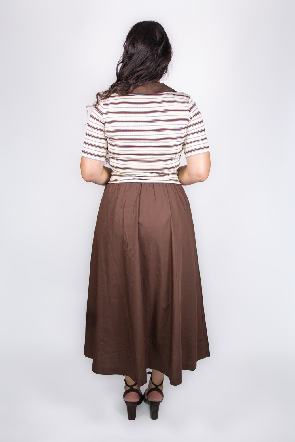 Monroe Striped Polo Dress in Chocolate