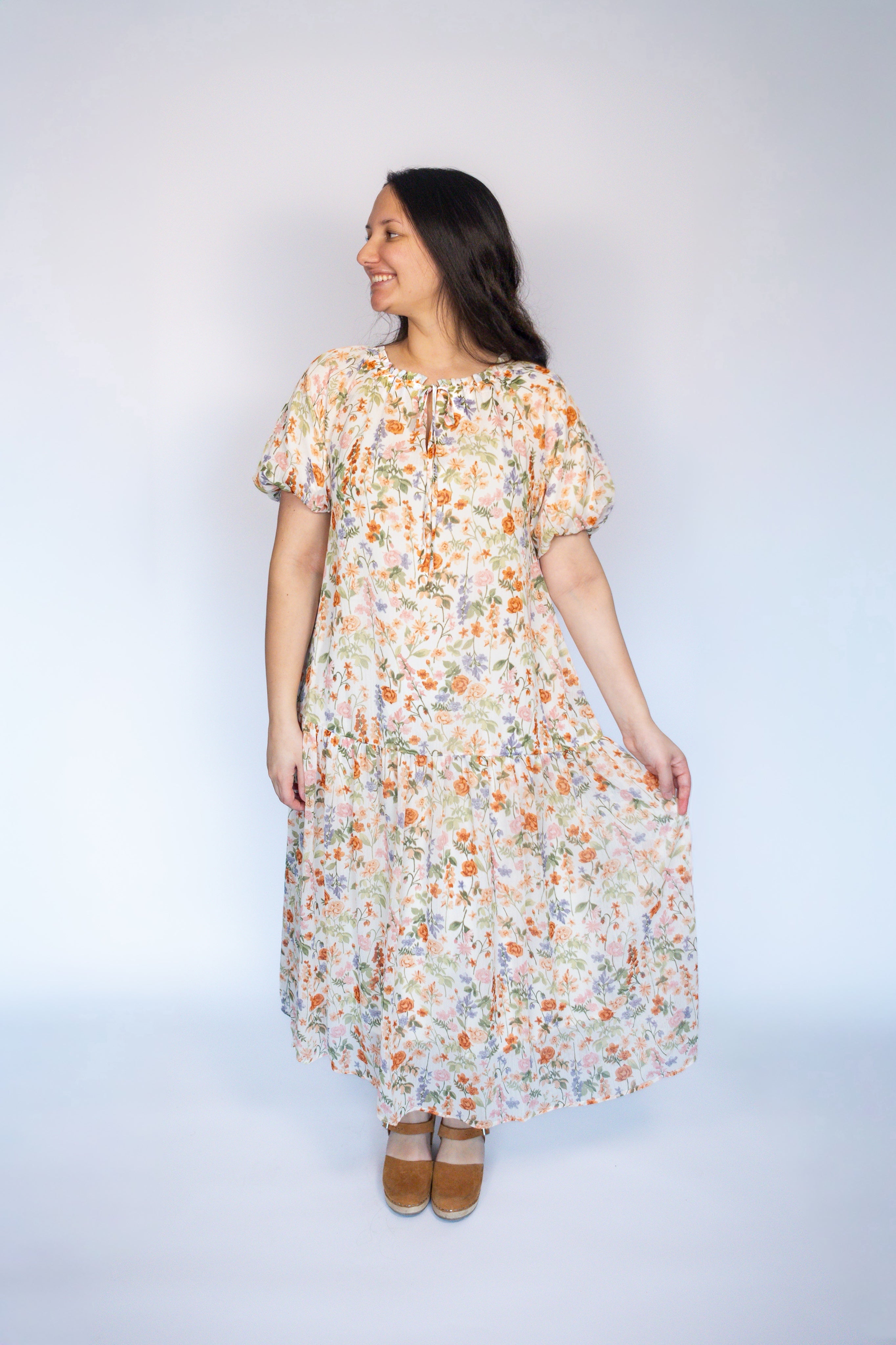 Poppy Balloon Sleeve Floral Dress