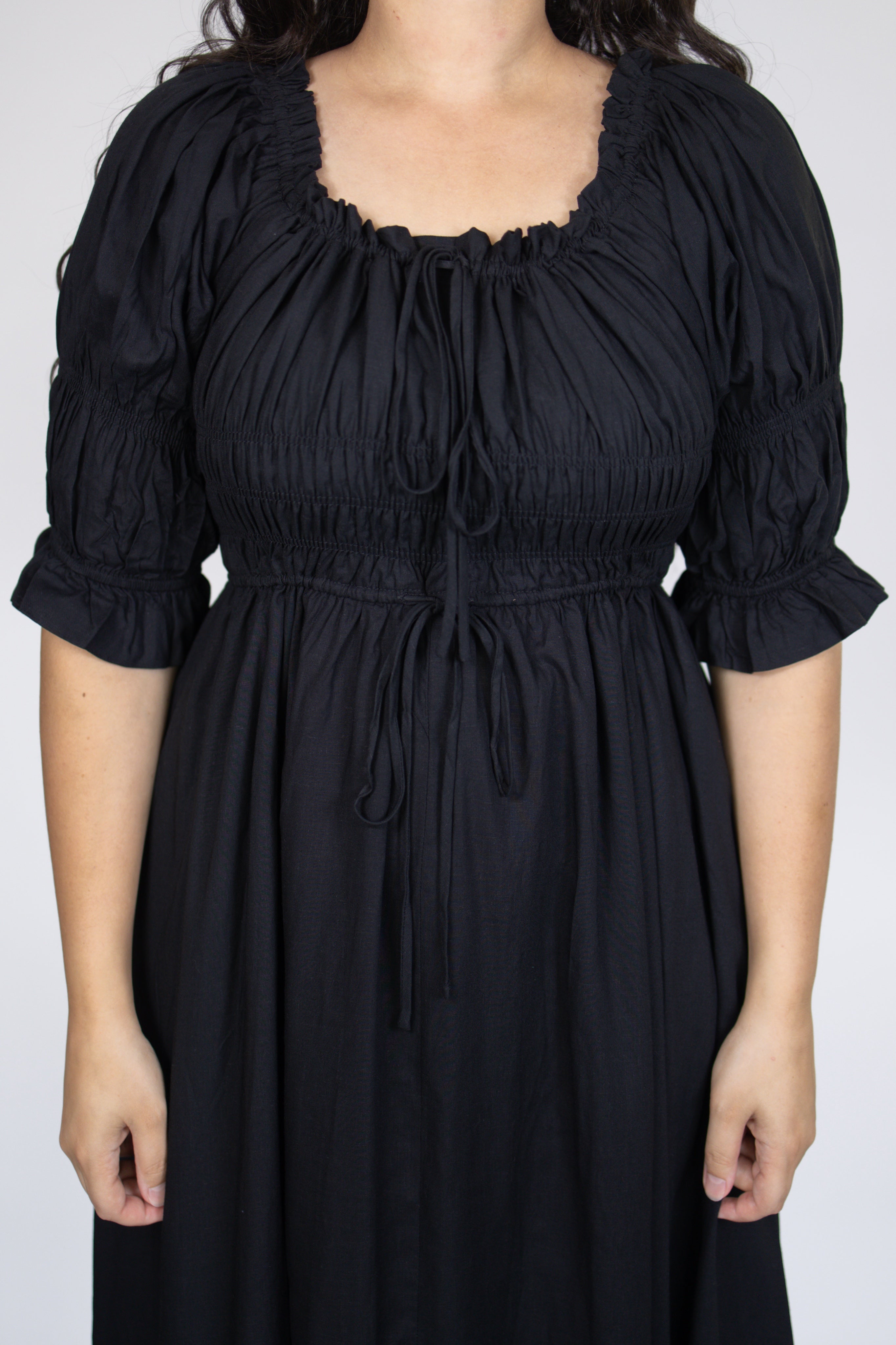 Blakely Smocked Dress in Black