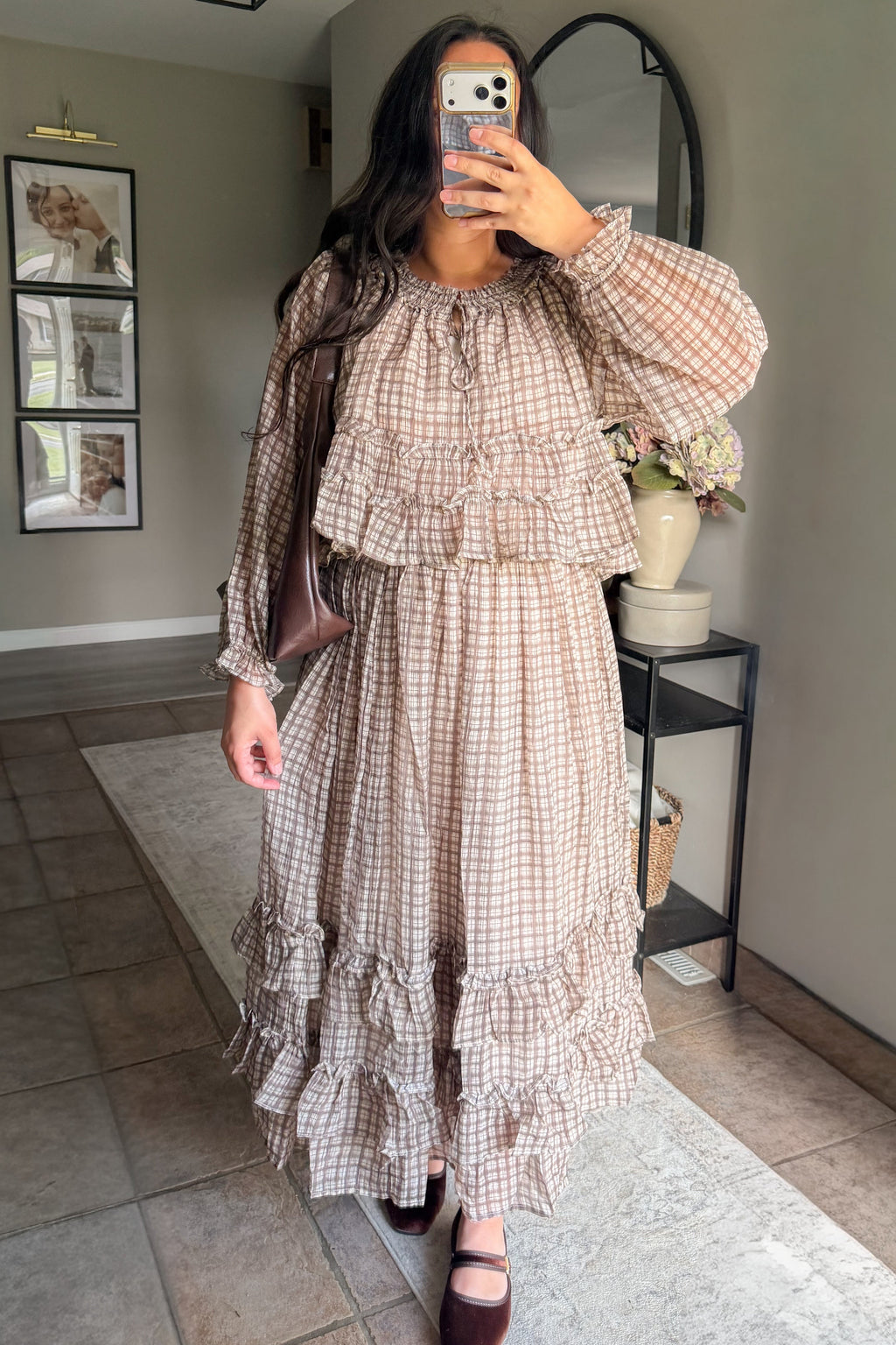 Rory Plaid Skirt Set in Mocha