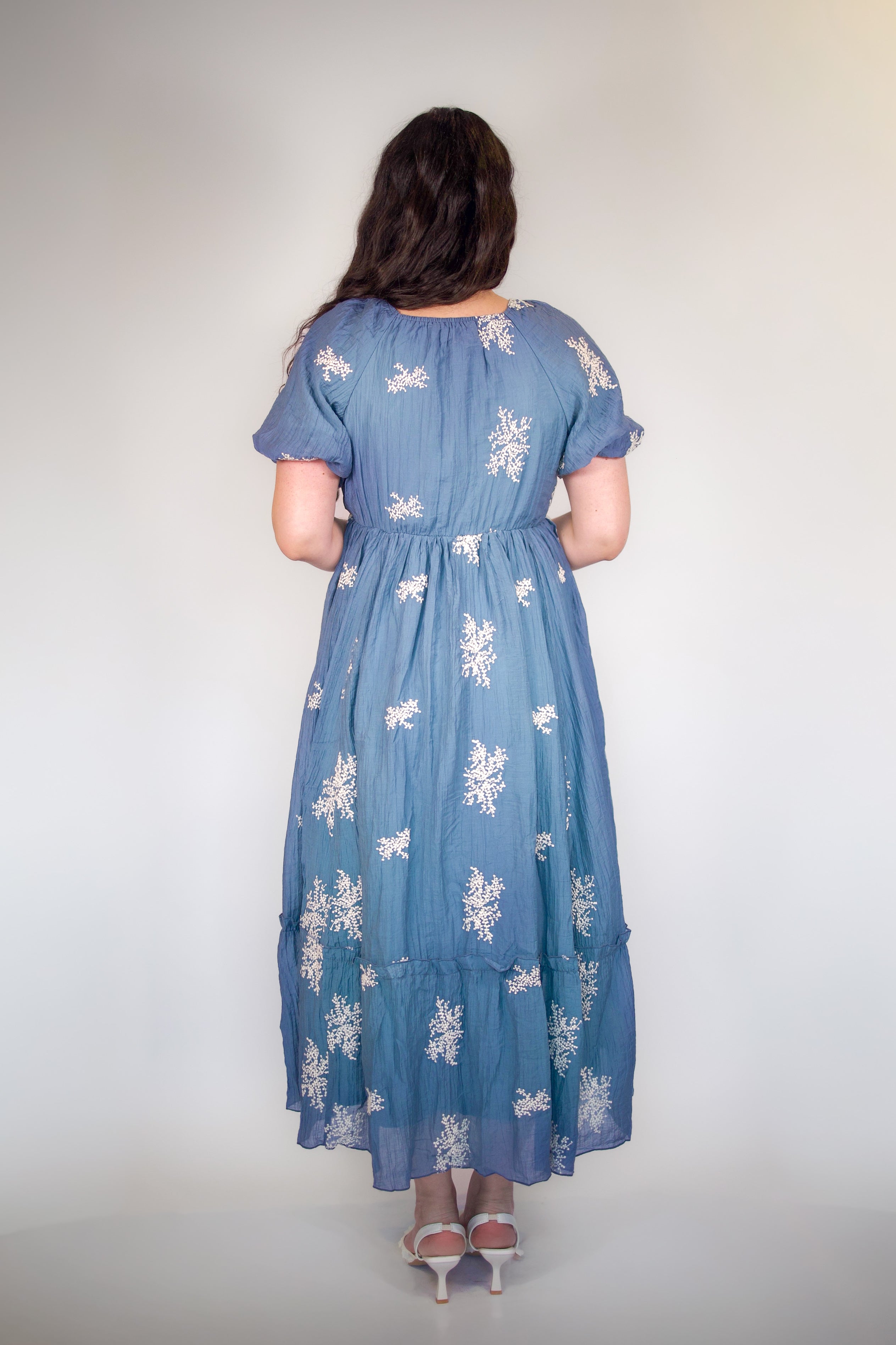 Aria Floral Embroidered Midi Dress