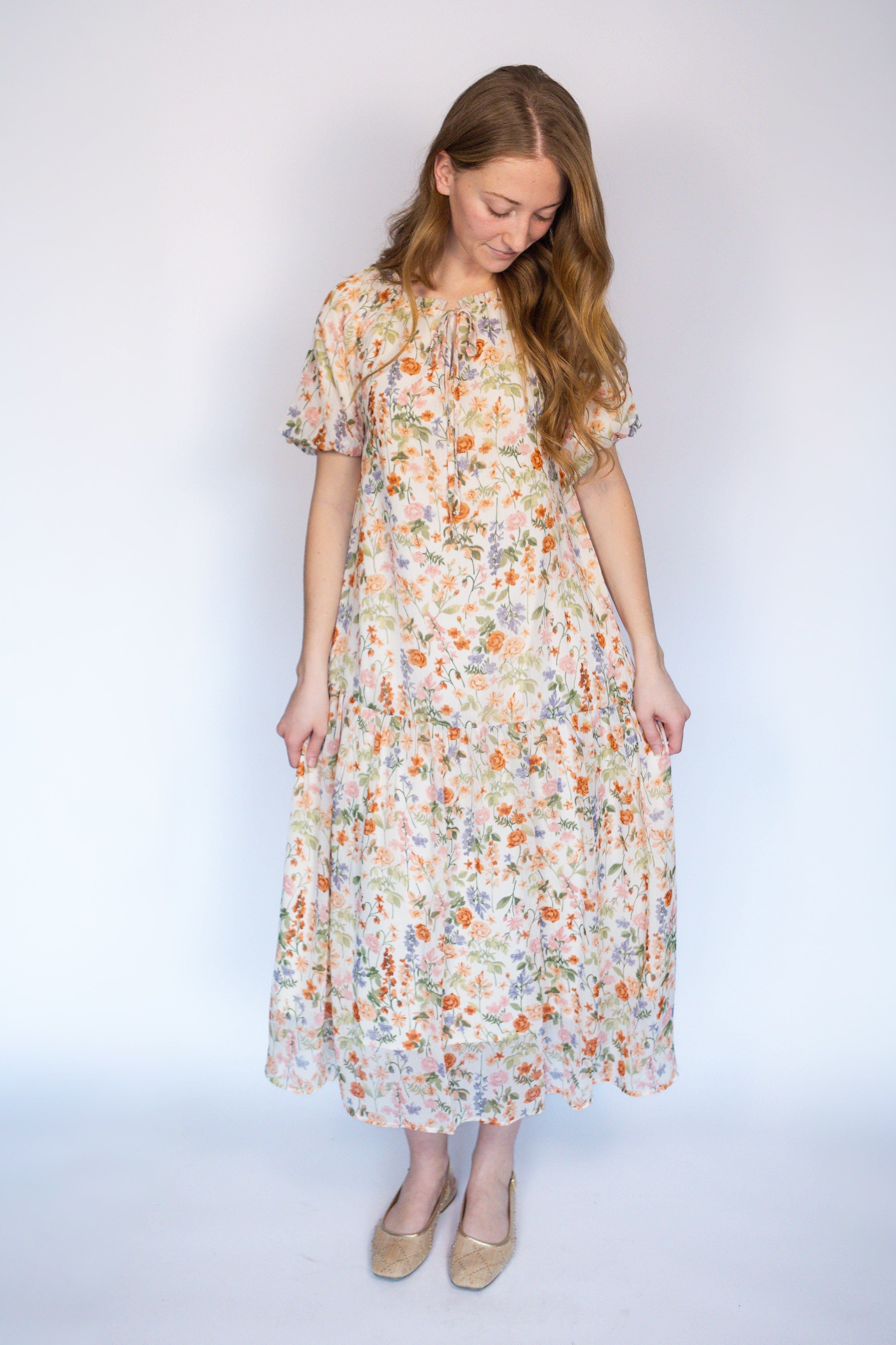 Poppy Balloon Sleeve Floral Dress