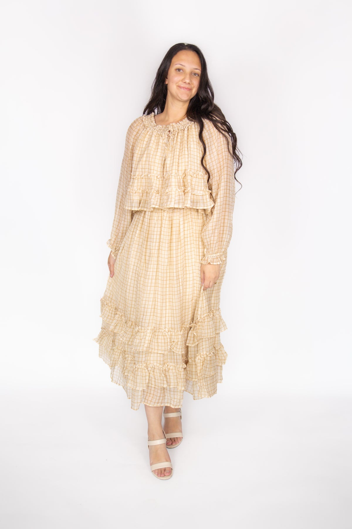 Rory Plaid Skirt Set in Khaki