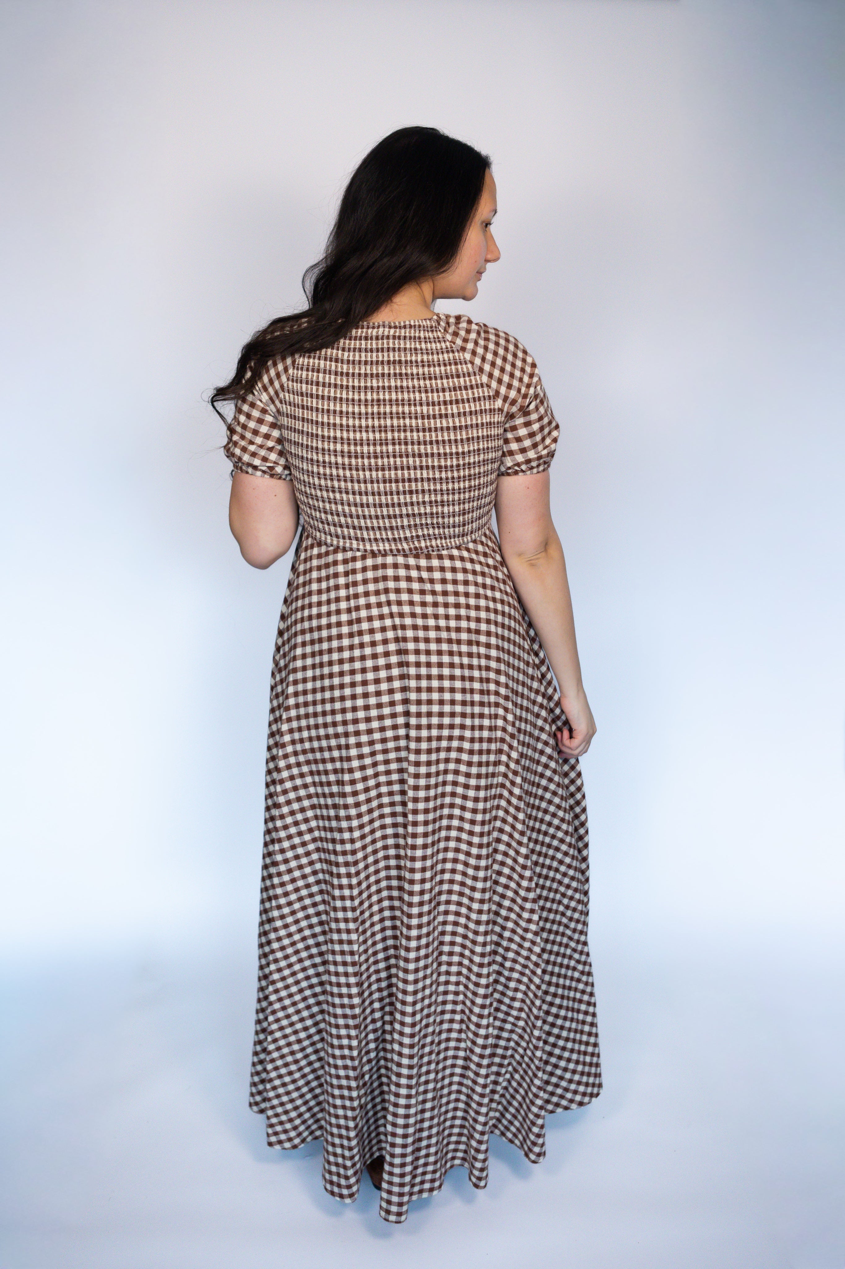 Briar Smocked Gingham Maxi Dress