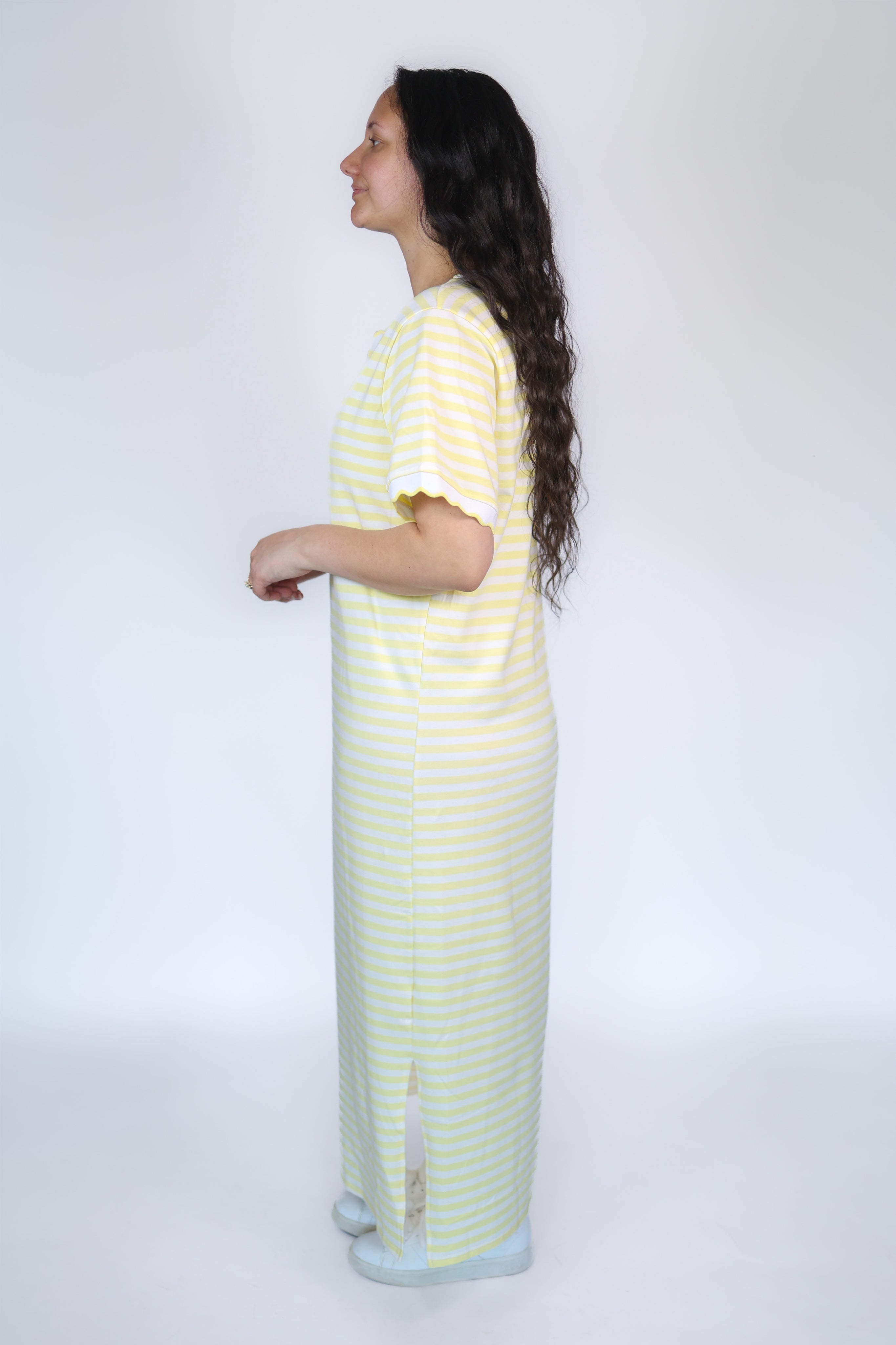 Stella Striped Tee Dress in Yellow