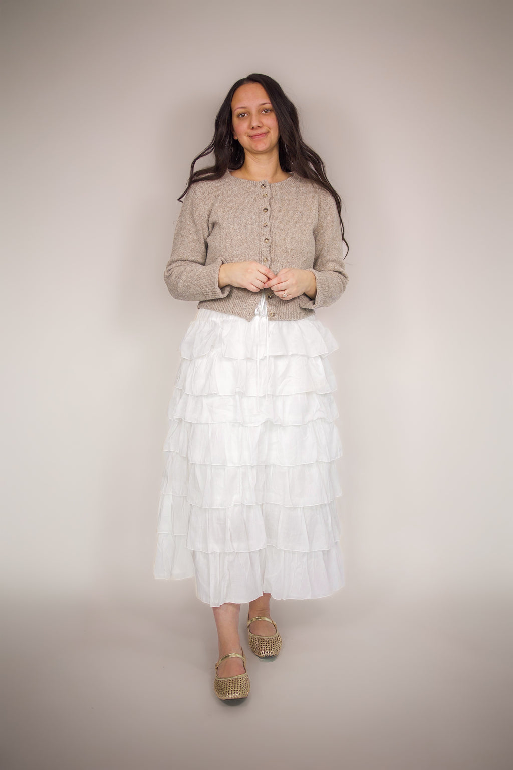 Falda midi Lennie con volantes escalonados