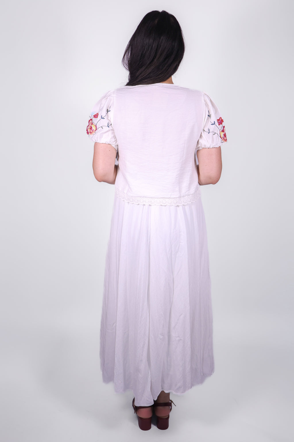 Vivienne Embroidered Maxi Set in Ivory