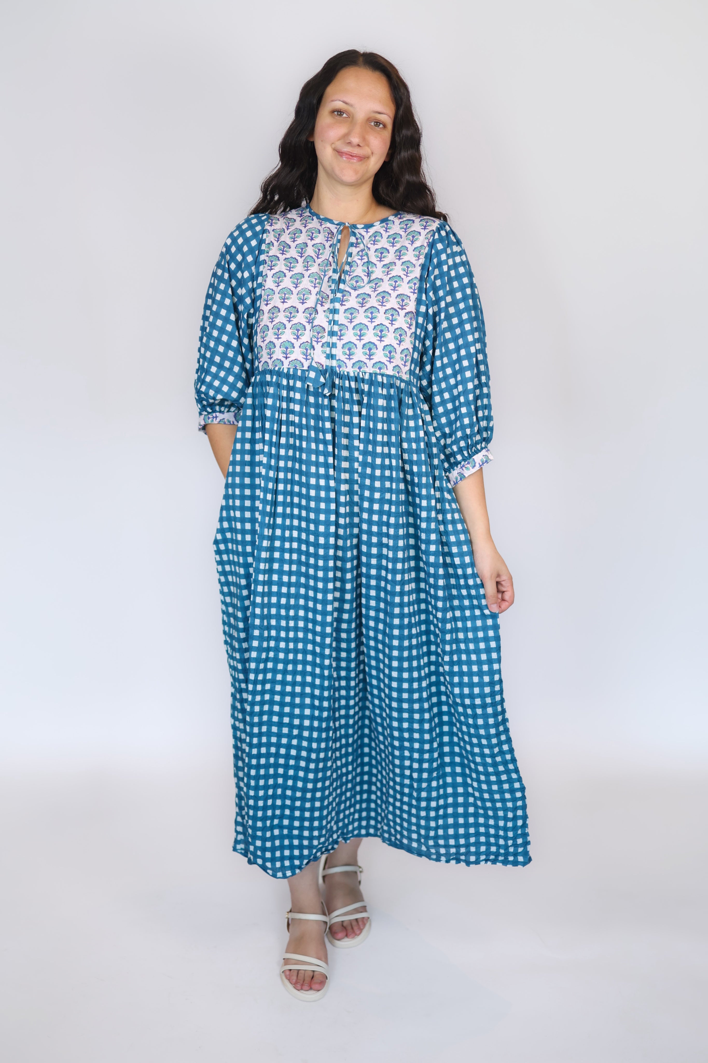 Avani Dress in Blue Gingham