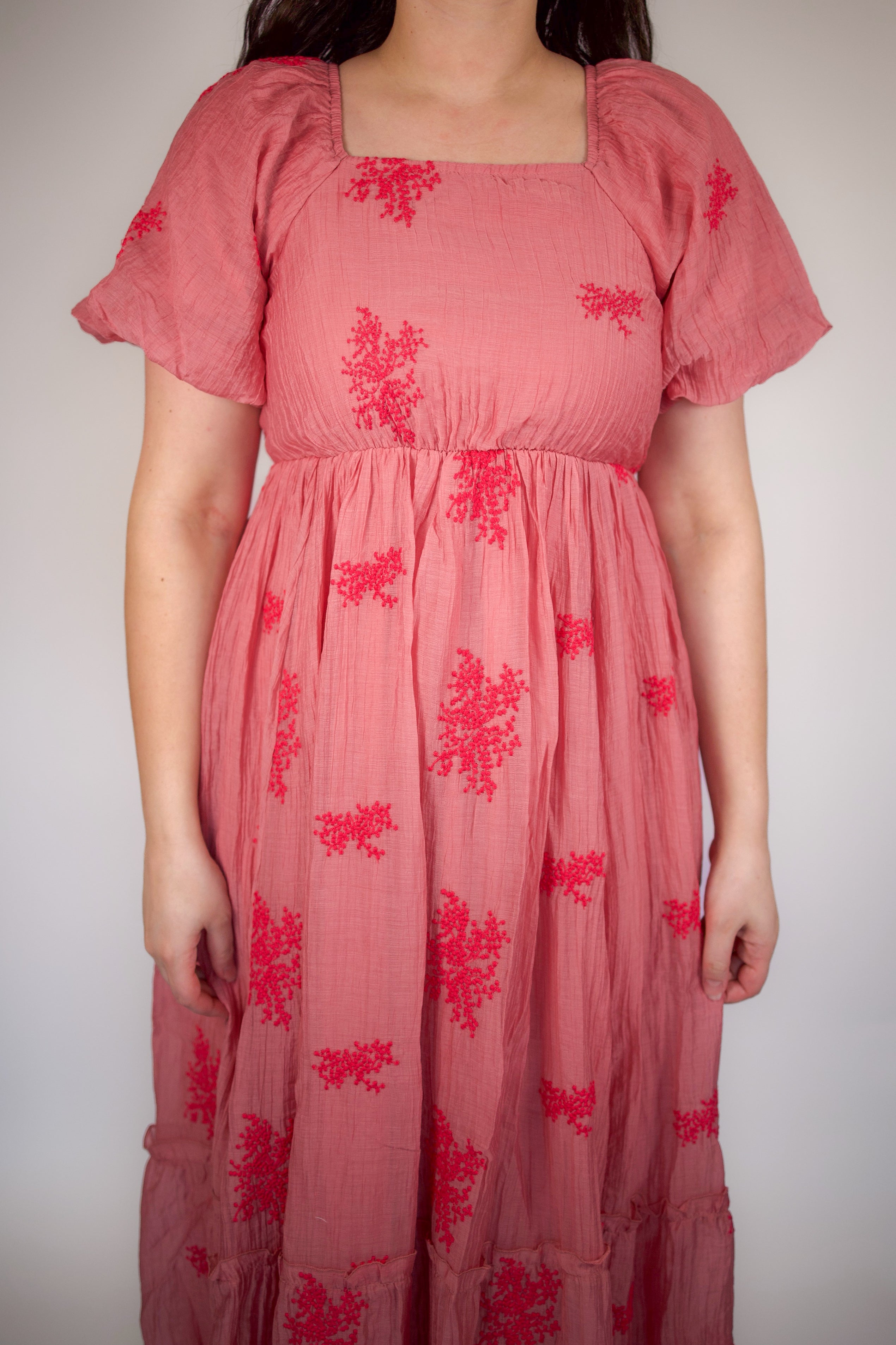 Aria Floral Embroidered Midi Dress