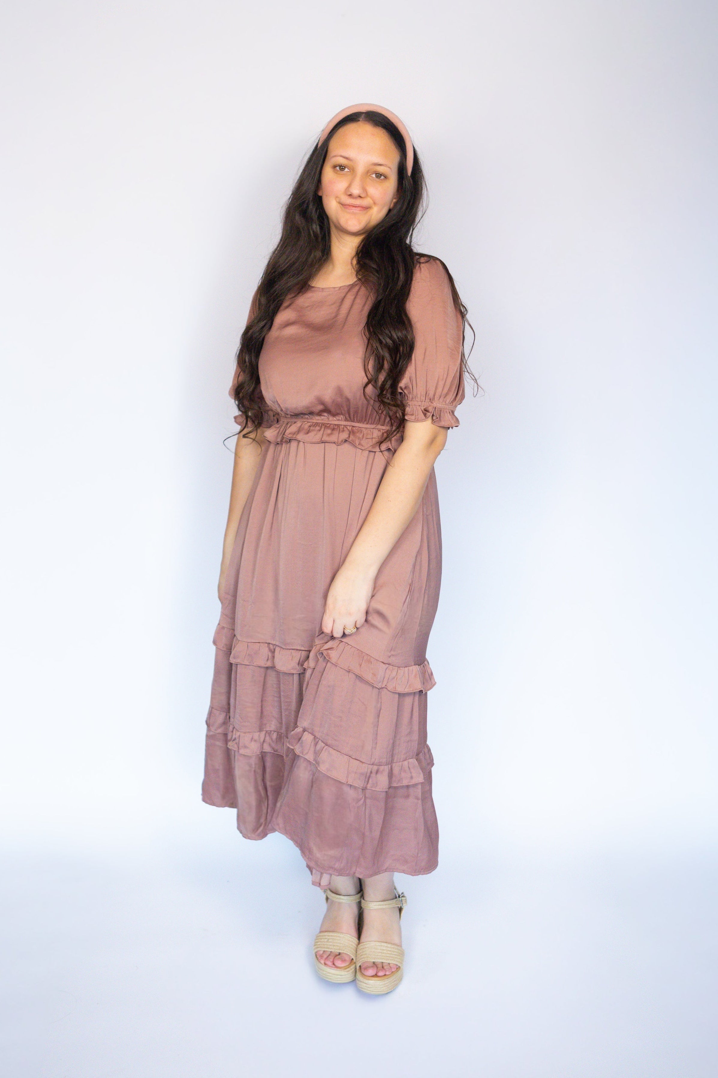 Amelia Satin Tiered Dress
