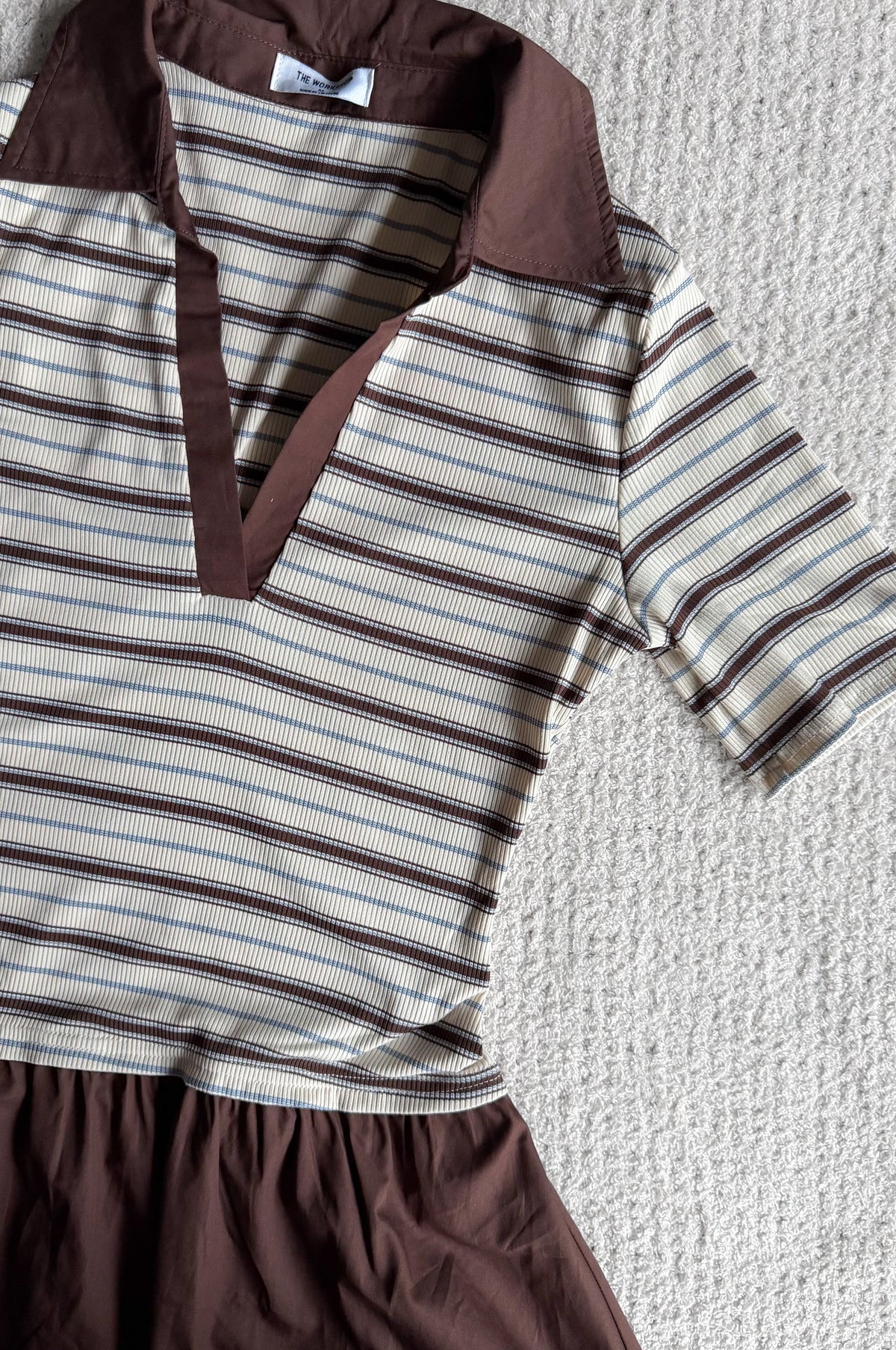 Monroe Striped Polo Dress in Chocolate
