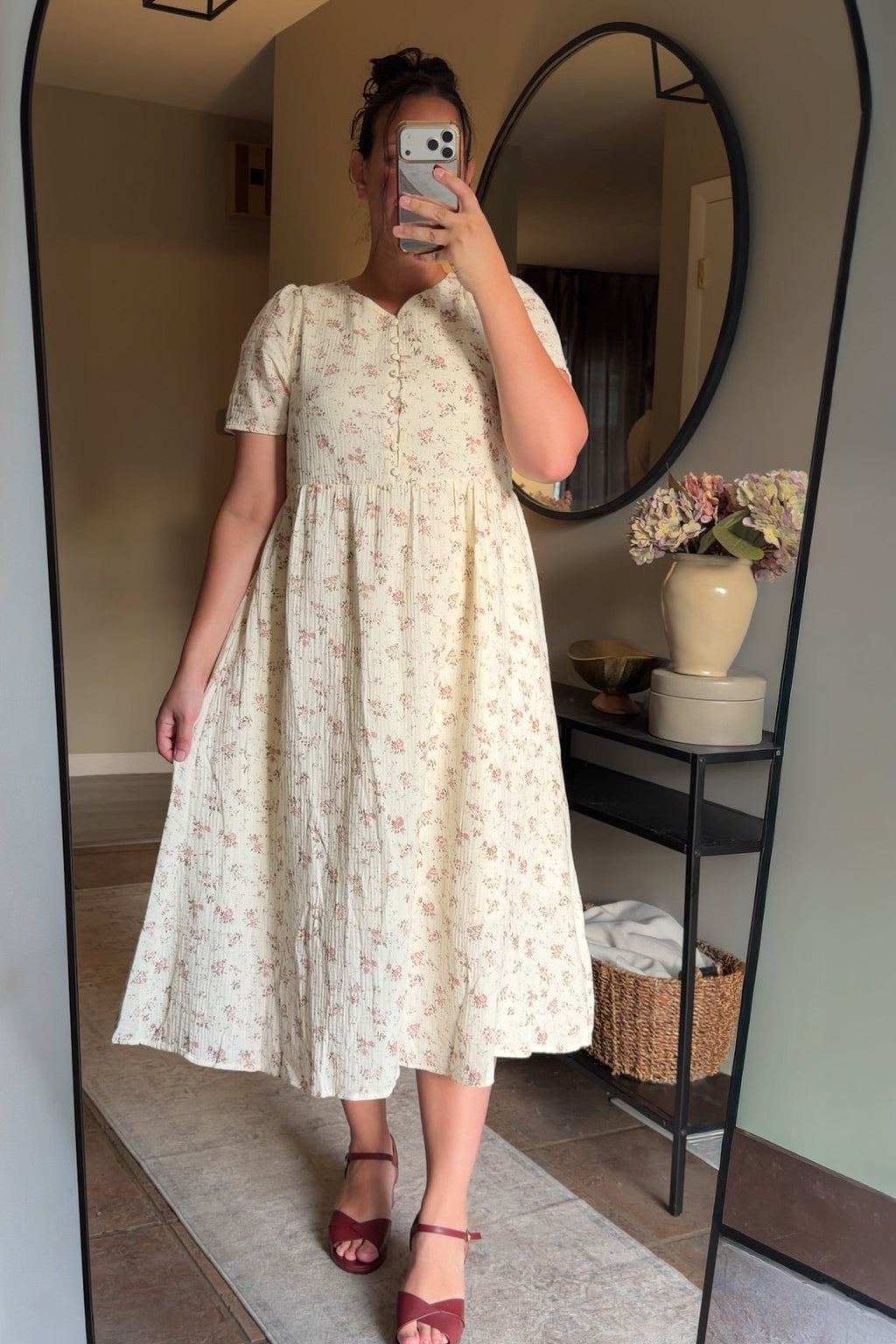 Vestido floral de gasa de algodón Lillie