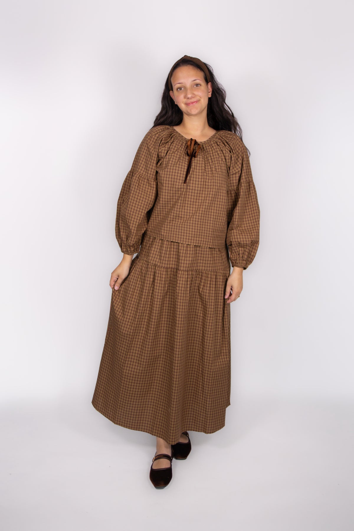 Mollie Gingham Set in Caramel