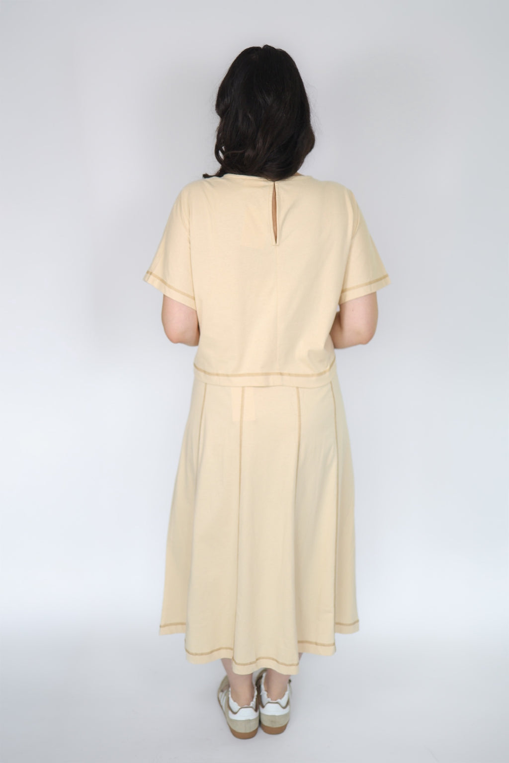 Mallie Casual Top & Skirt Set in Natural - Restock 5/8