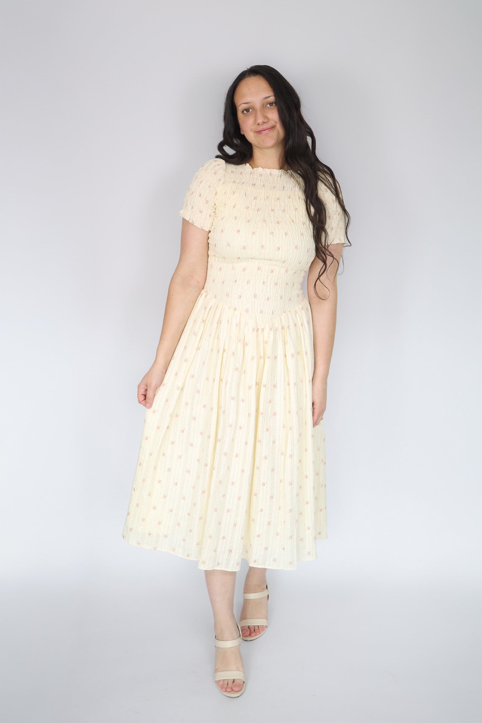Aurelia Butter Yellow Floral Dress